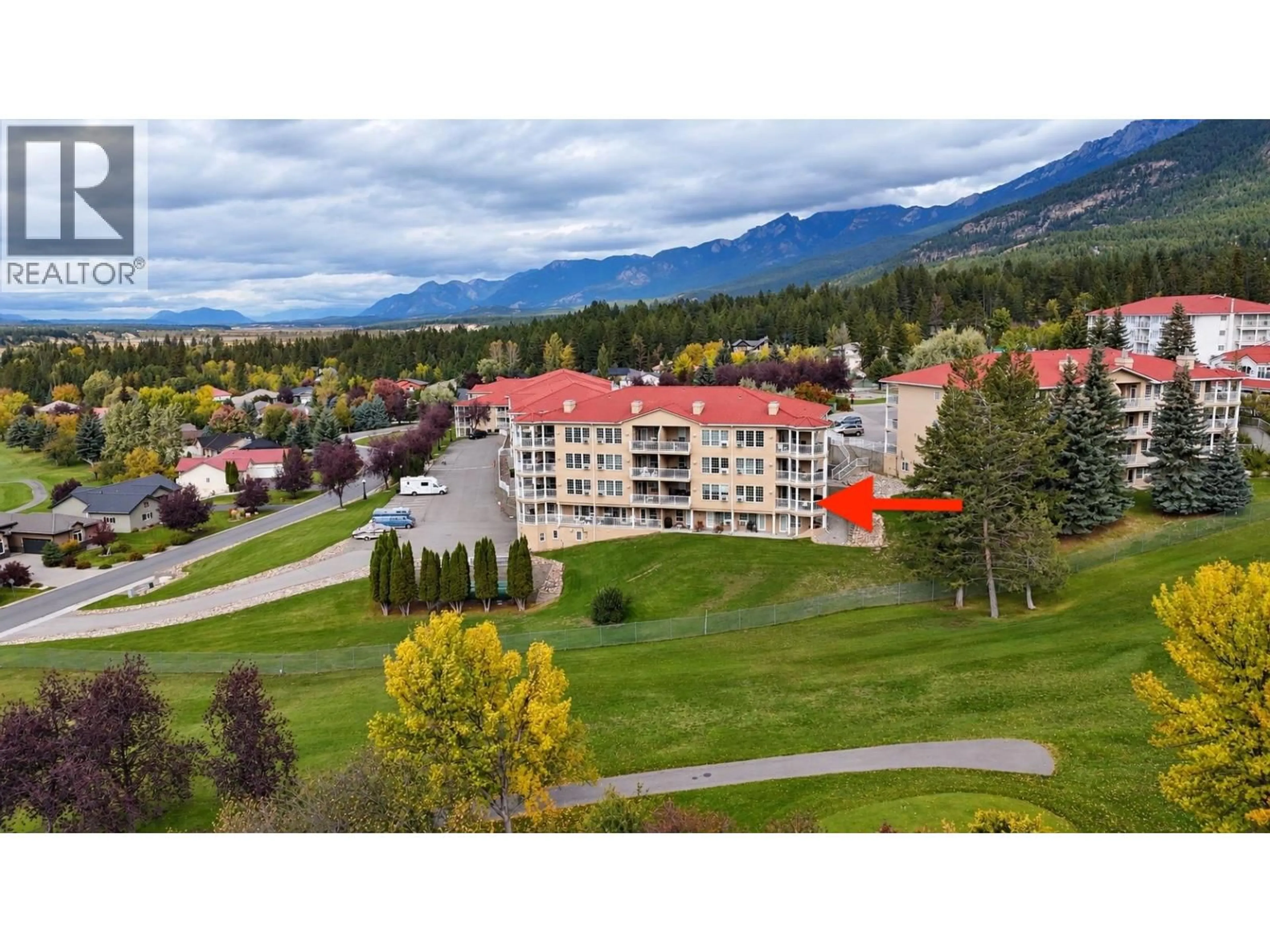 A pic from outside/outdoor area/front of a property/back of a property/a pic from drone, mountain view for 2005 A - 5052 RIVERVIEW ROAD, Fairmont Hot Springs British Columbia V0B1L1
