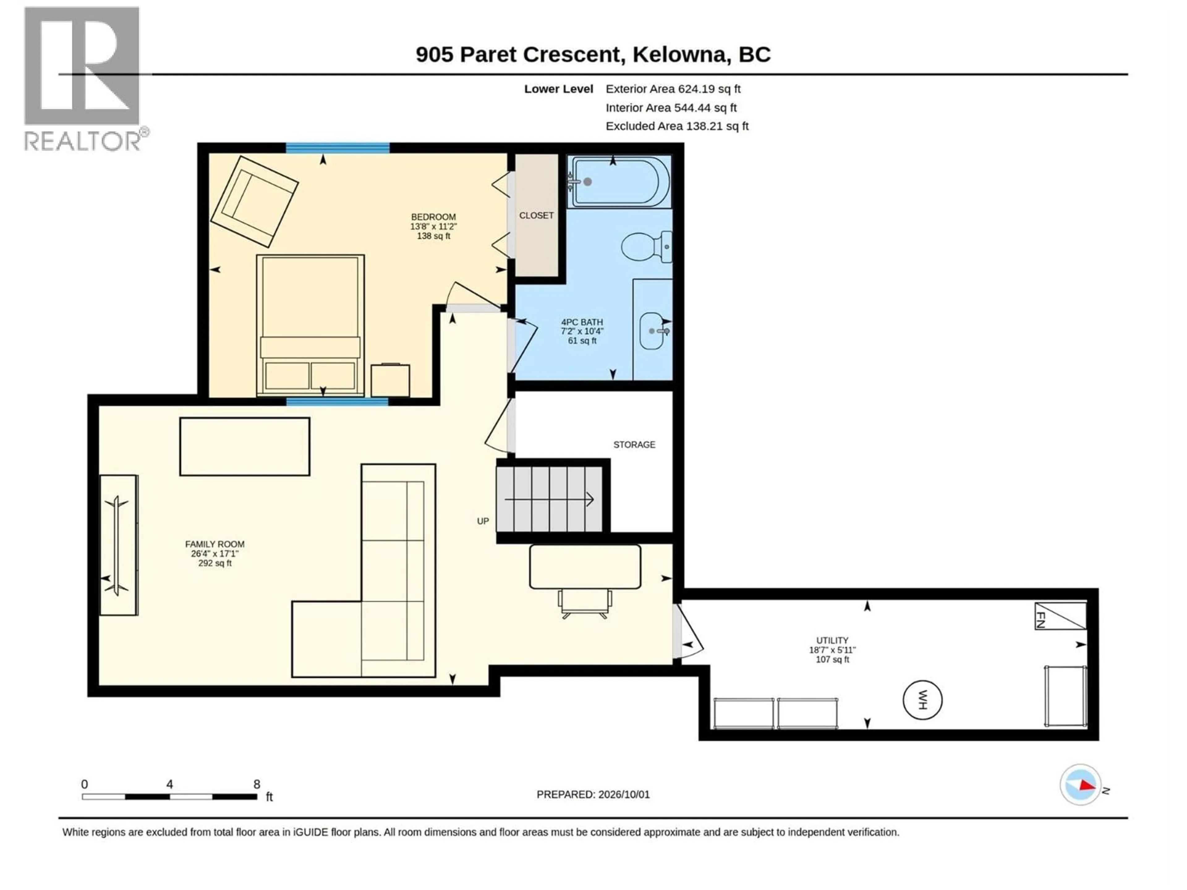 Floor plan for 905 PARET CRESCENT, Kelowna British Columbia V1W4X8