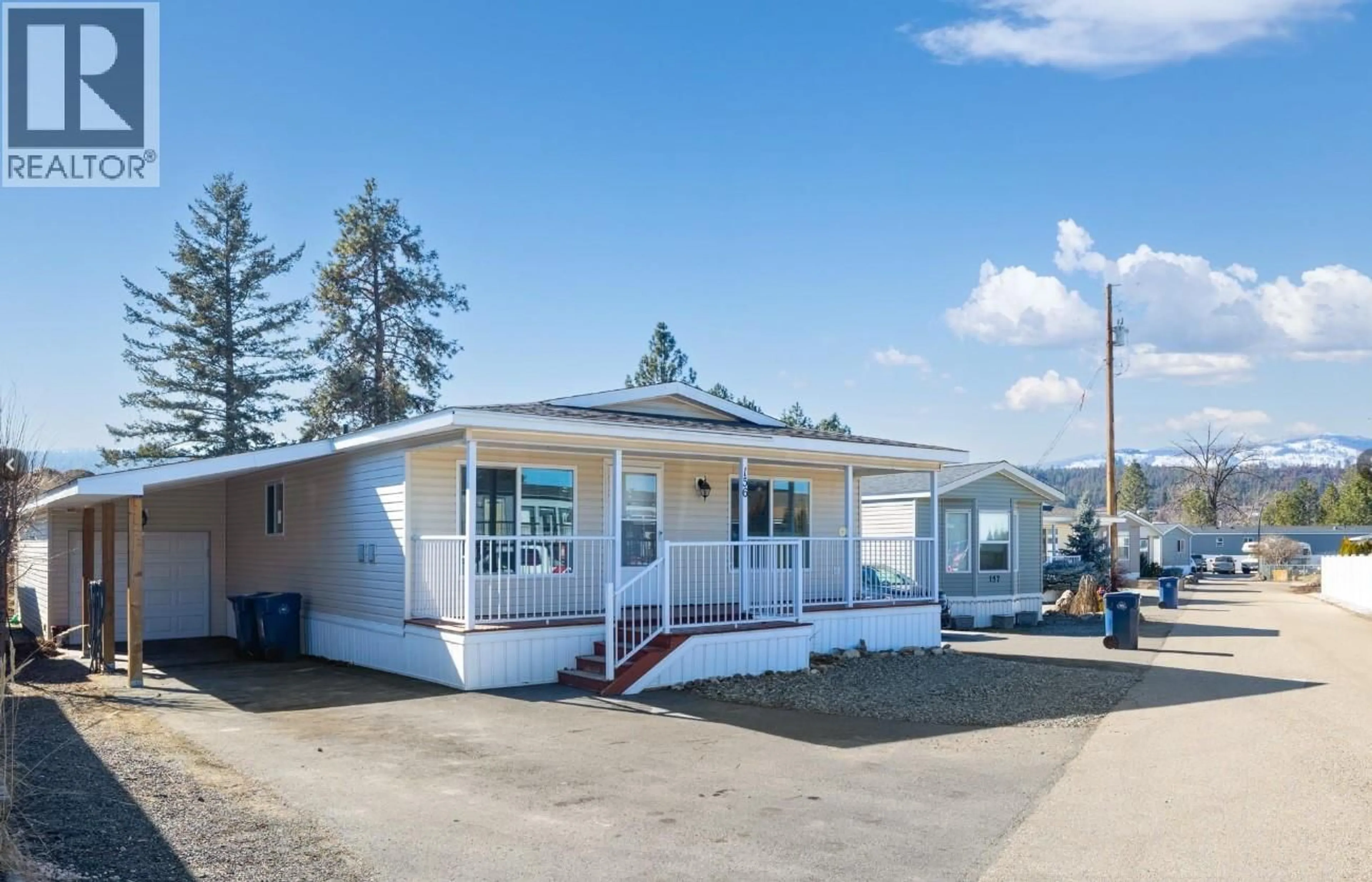 Home with vinyl exterior material, street for 156 - 9020 JIM BAILEY ROAD, Kelowna British Columbia V4V1E5