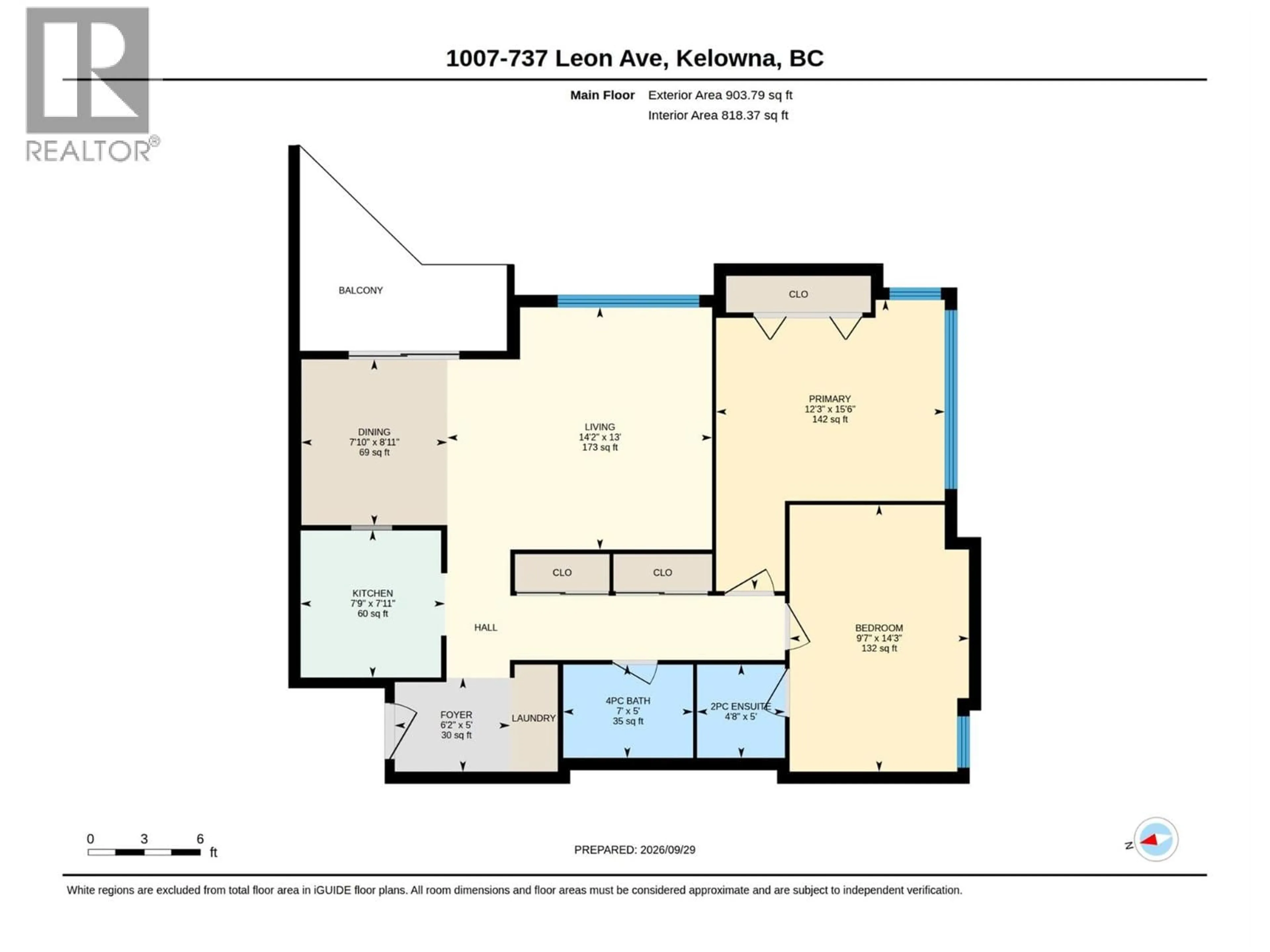 Floor plan for 1007 - 737 LEON AVENUE, Kelowna British Columbia V1Y6L7