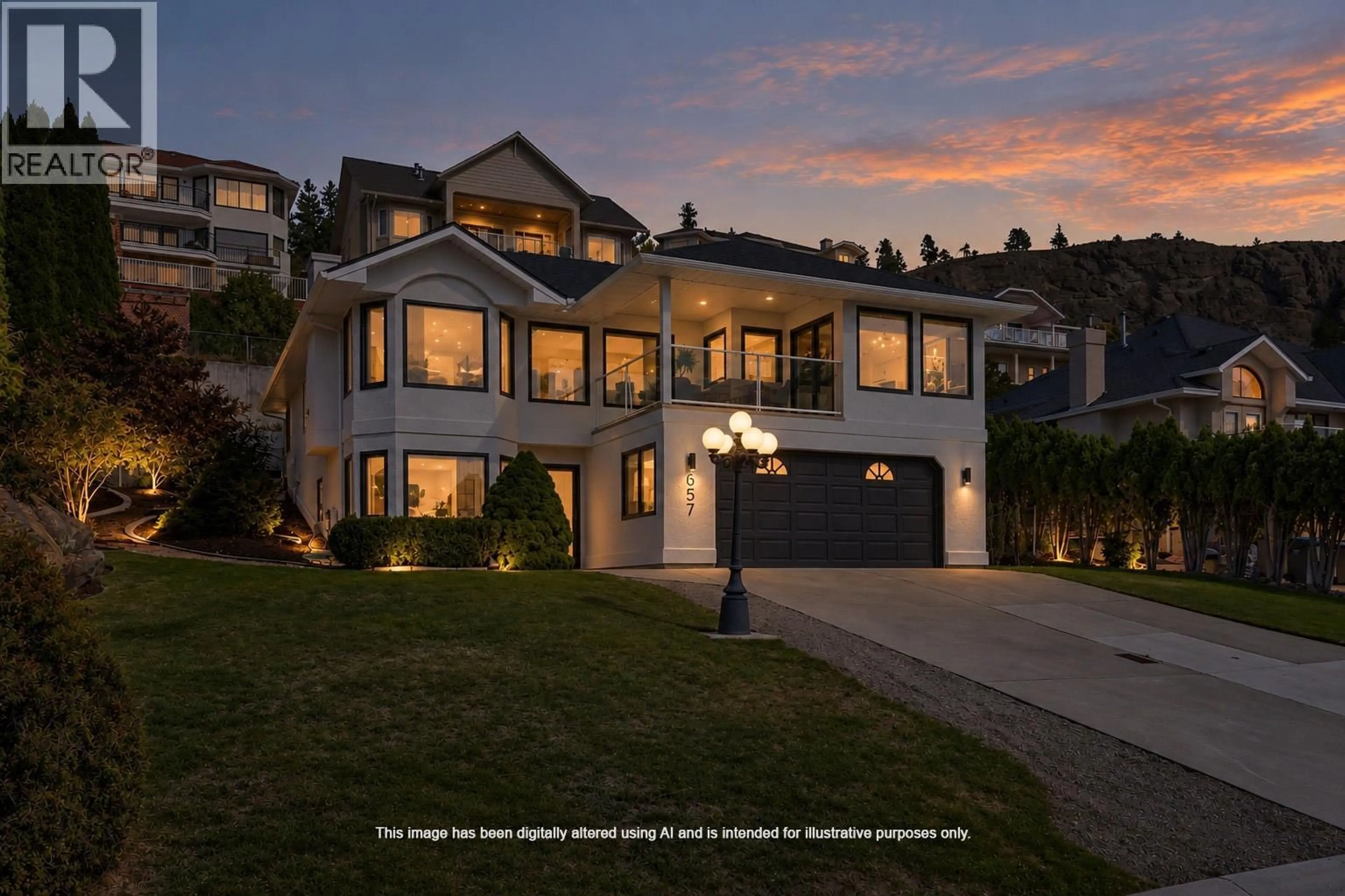 Home with vinyl exterior material, street for 657 ROYAL VIEW DRIVE, Kelowna British Columbia V1Y9K5