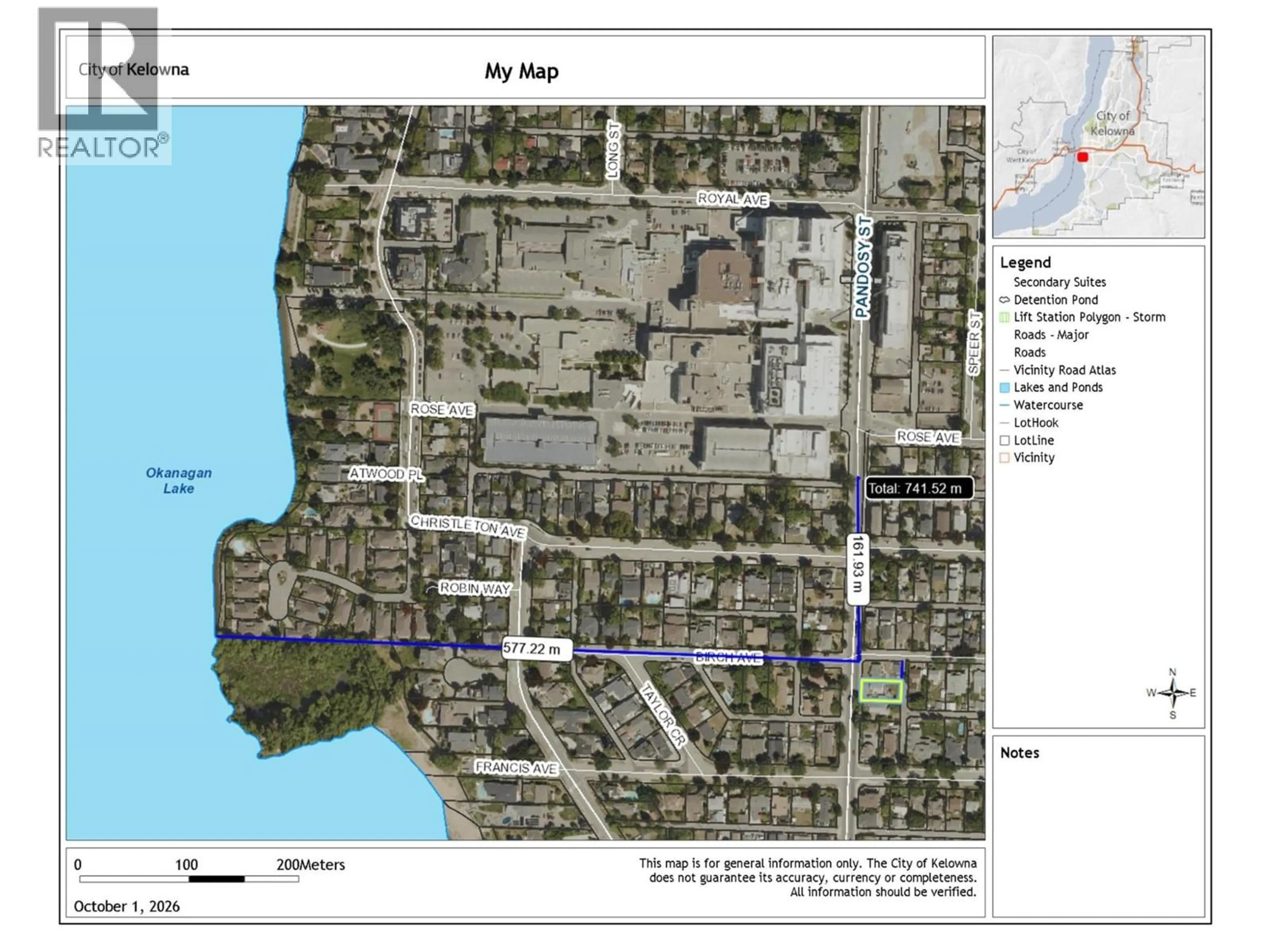 Picture of a map for 2415 PANDOSY STREET, Kelowna British Columbia V1Y1T7