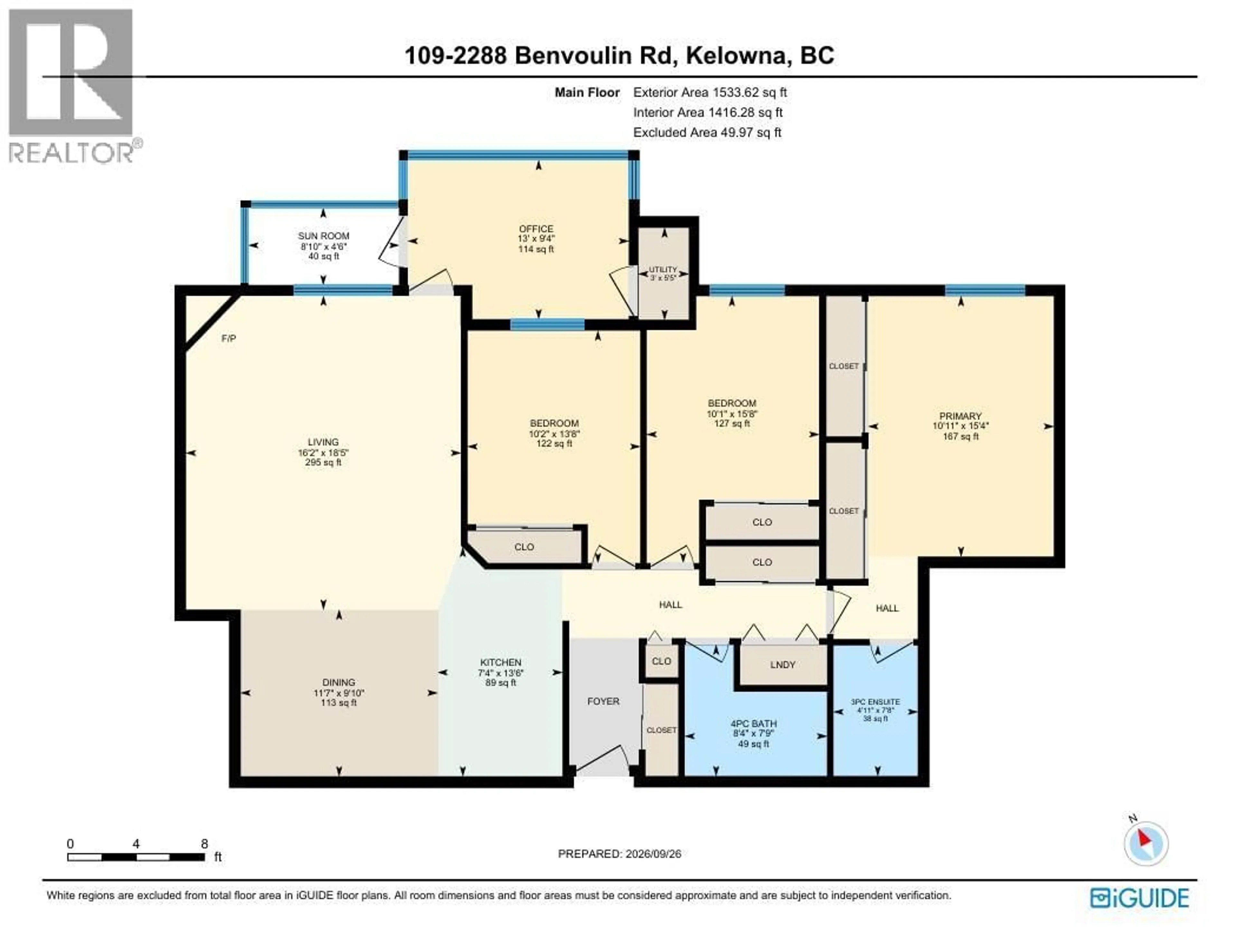 Floor plan for 109 - 2288 BENVOULIN ROAD, Kelowna British Columbia V1W2C6