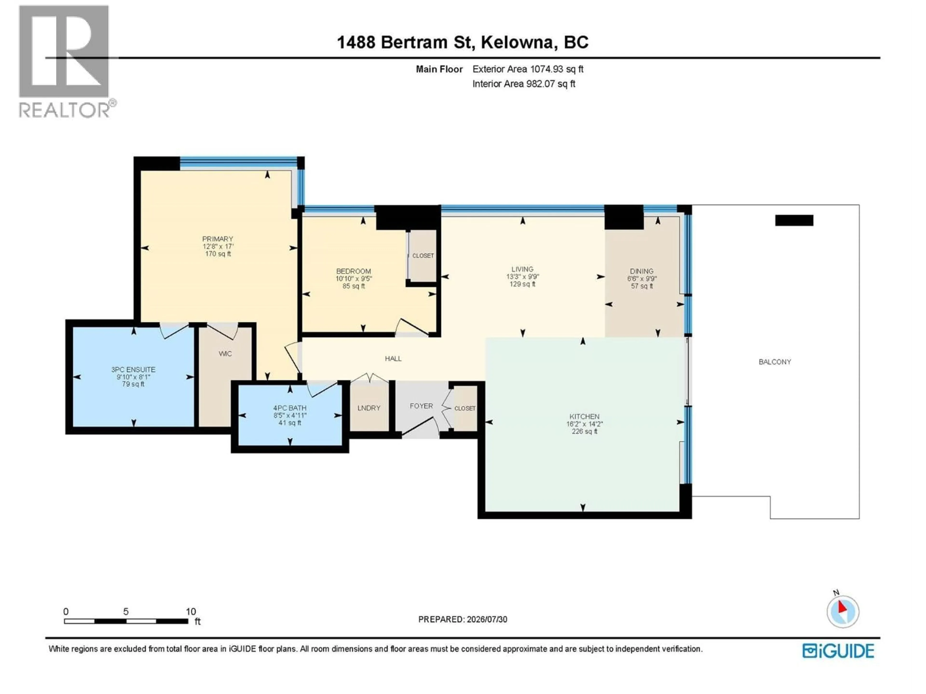 Floor plan for 3202 - 1488 BERTRAM STREET, Kelowna British Columbia V1Y0M6