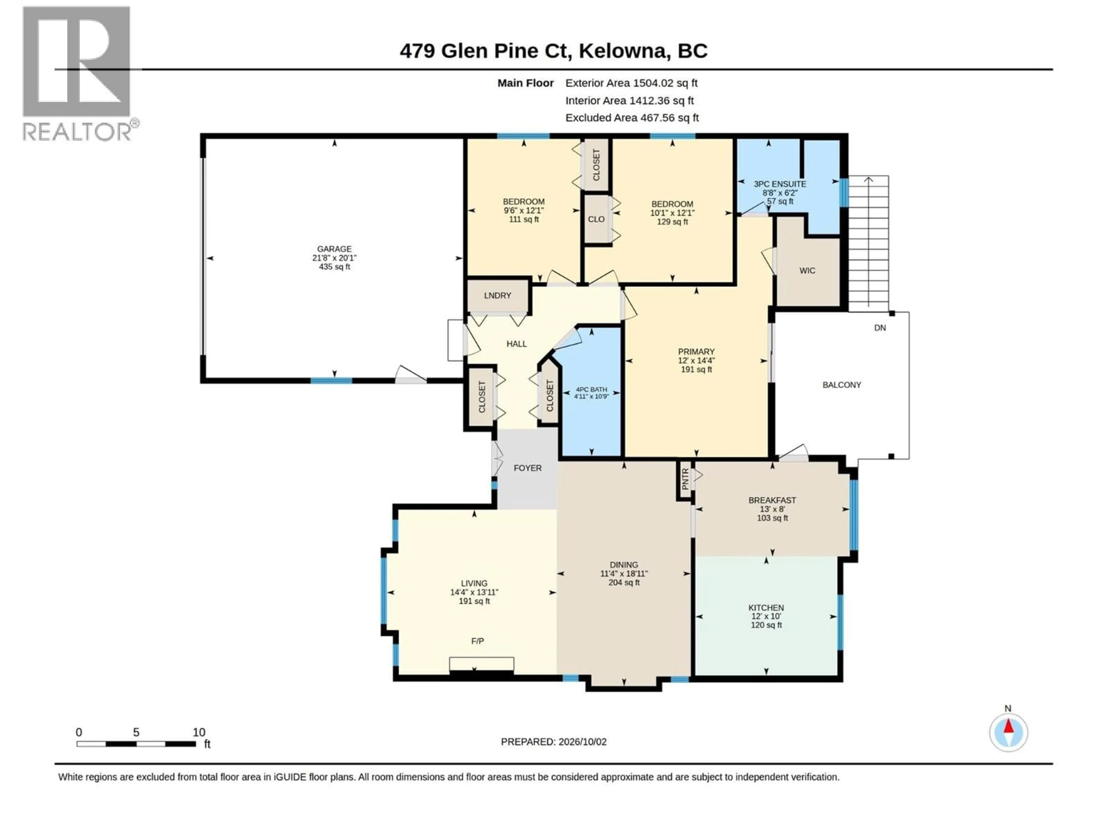 Floor plan for 479 GLEN PINE COURT, Kelowna British Columbia V1V1R3