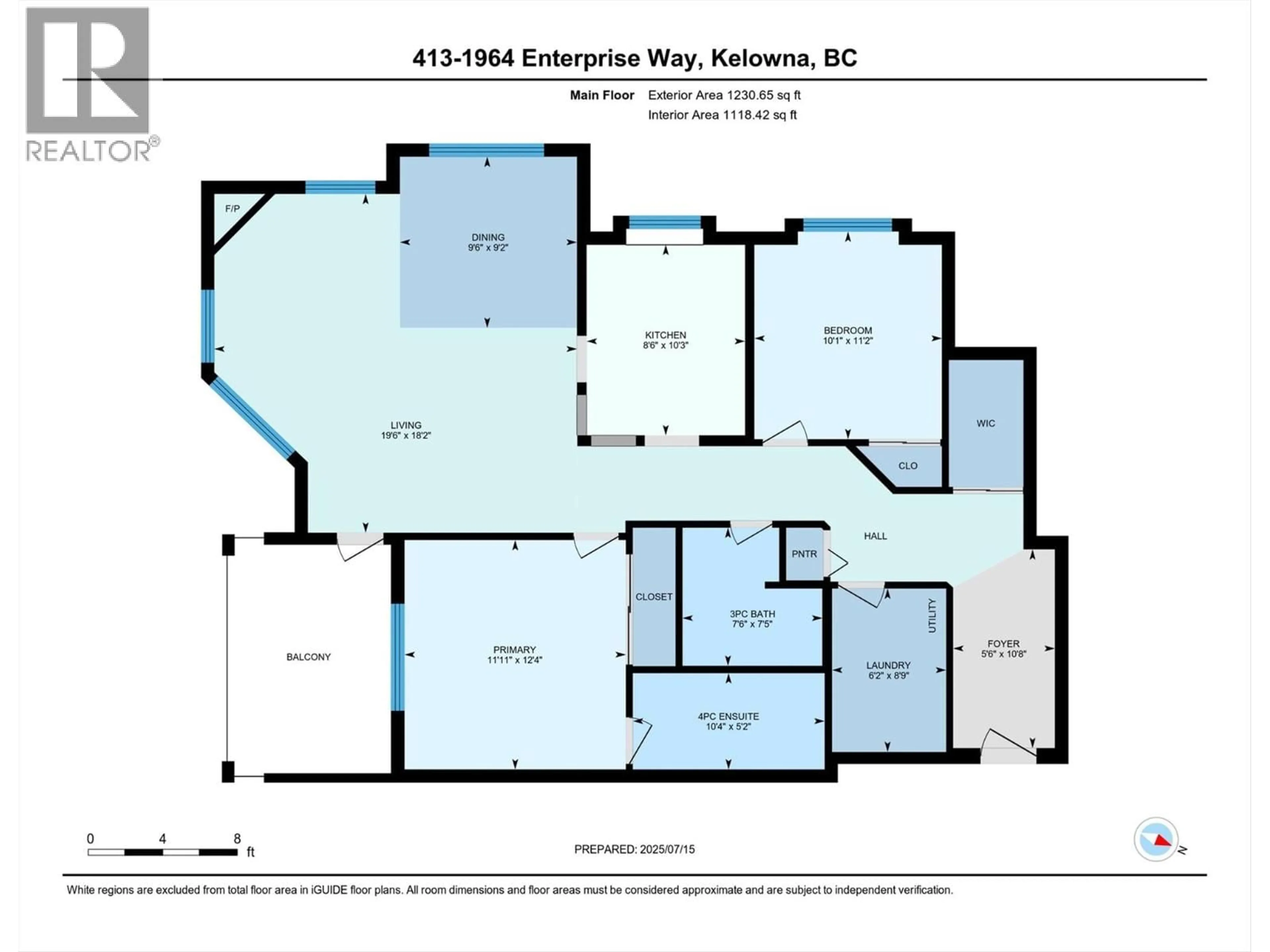 Floor plan for 413 - 1964 ENTERPRISE WAY, Kelowna British Columbia V1Y9S7