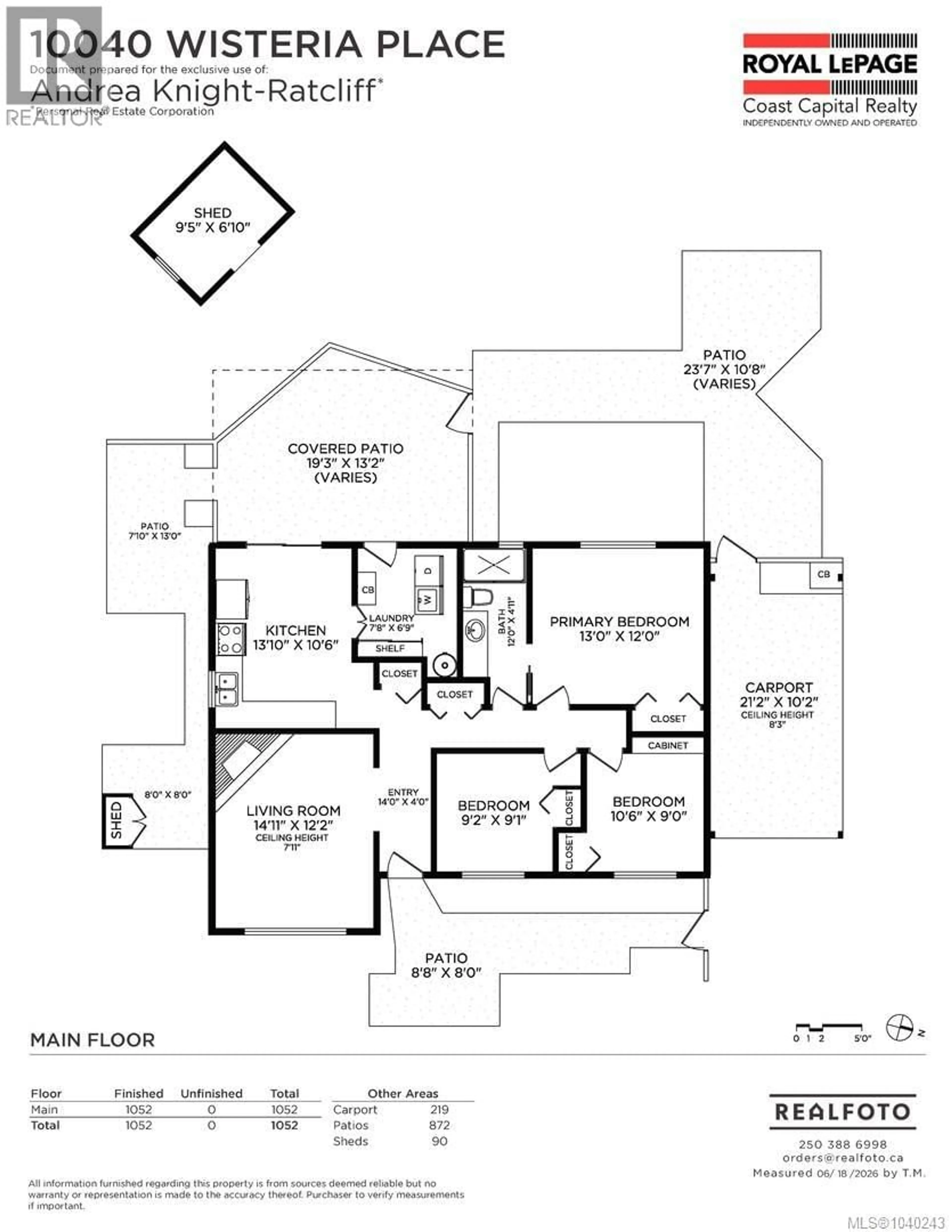 Floor plan for 10040 WISTERIA PLACE, Sidney British Columbia V8L4E7