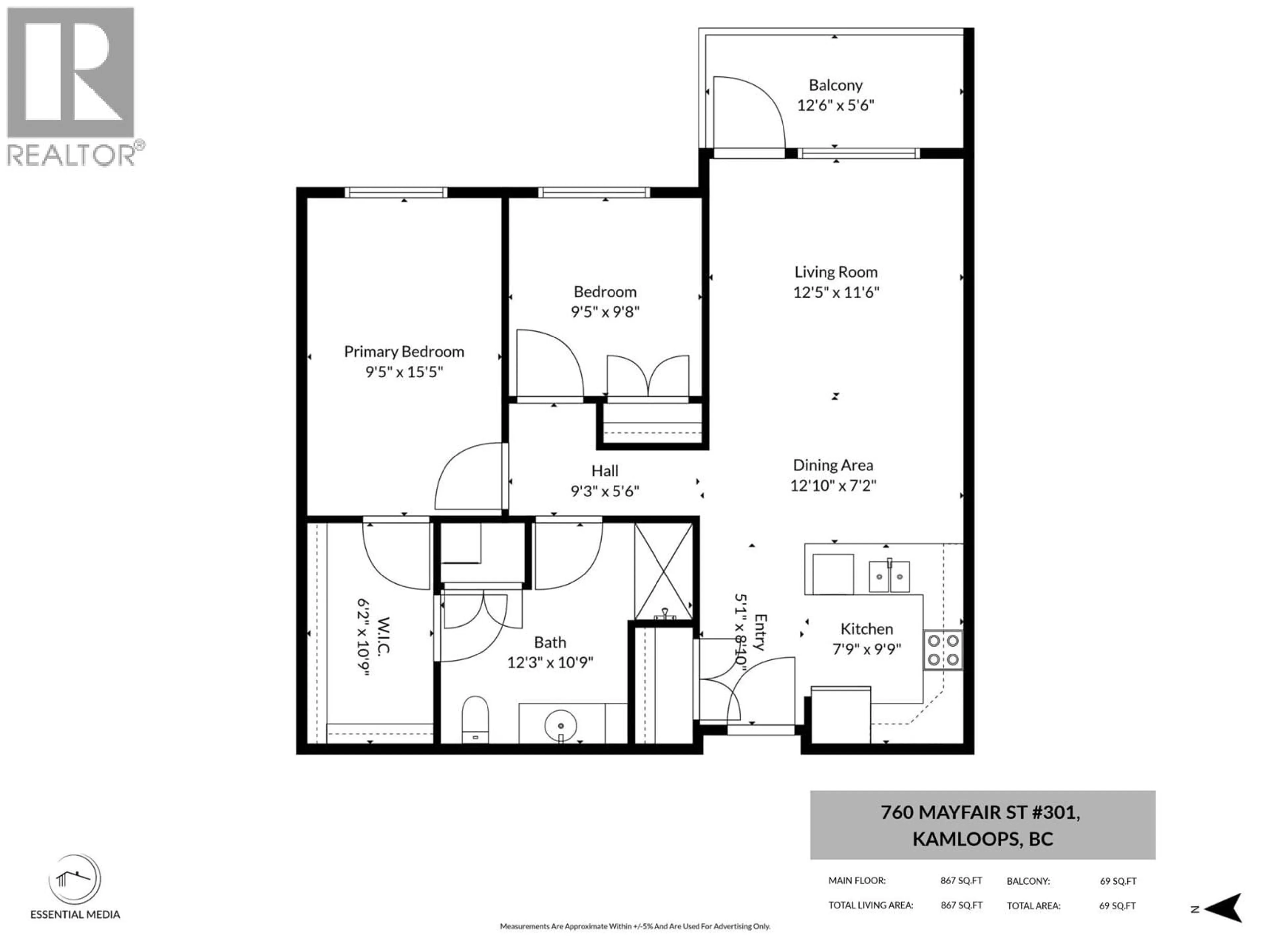 Floor plan for 301 - 760 MAYFAIR STREET, Kamloops British Columbia V2B0E5