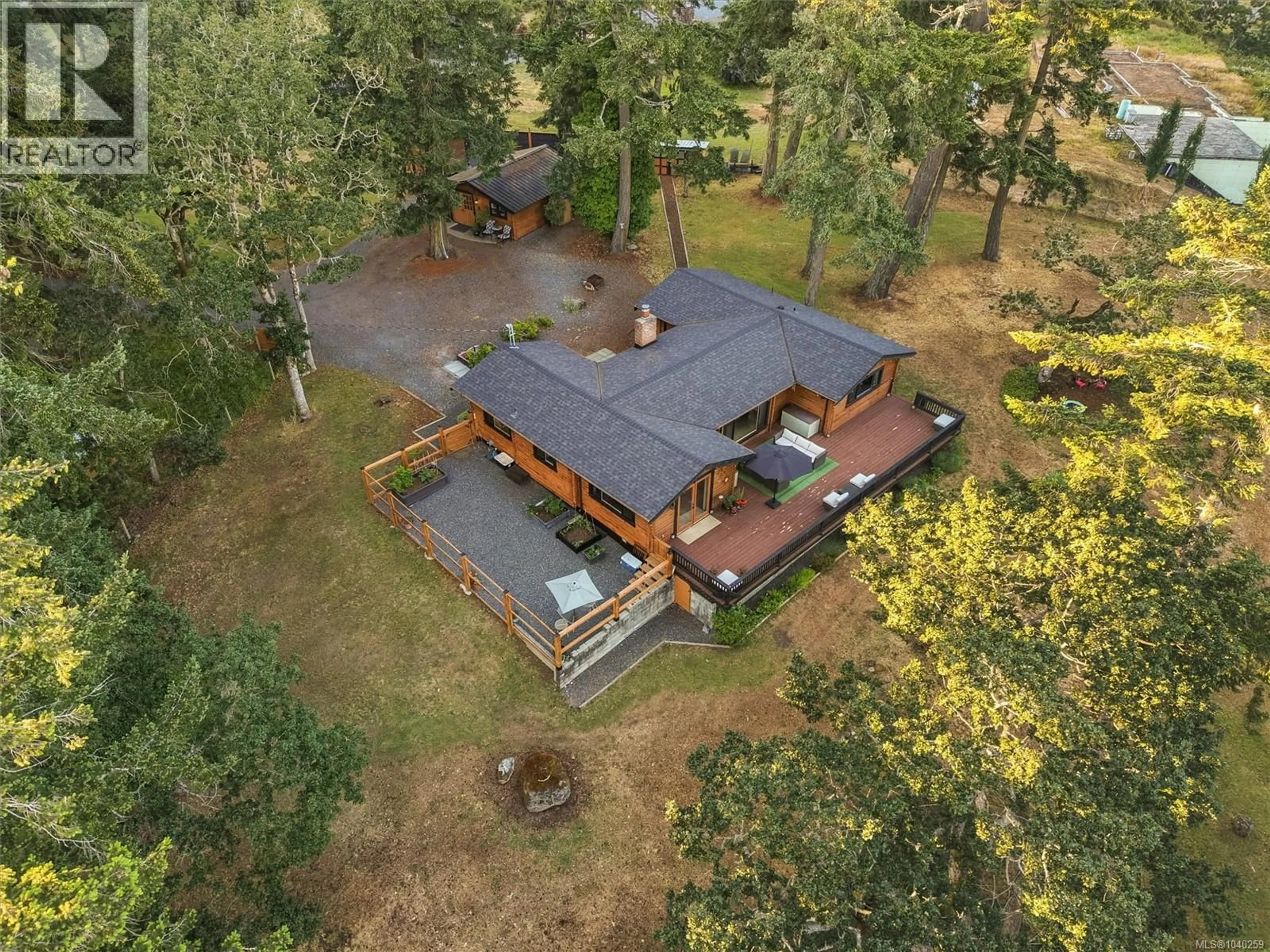 A pic from outside/outdoor area/front of a property/back of a property/a pic from drone, forest/trees view for 4091 DUPREE DRIVE, Metchosin British Columbia V9B1X1