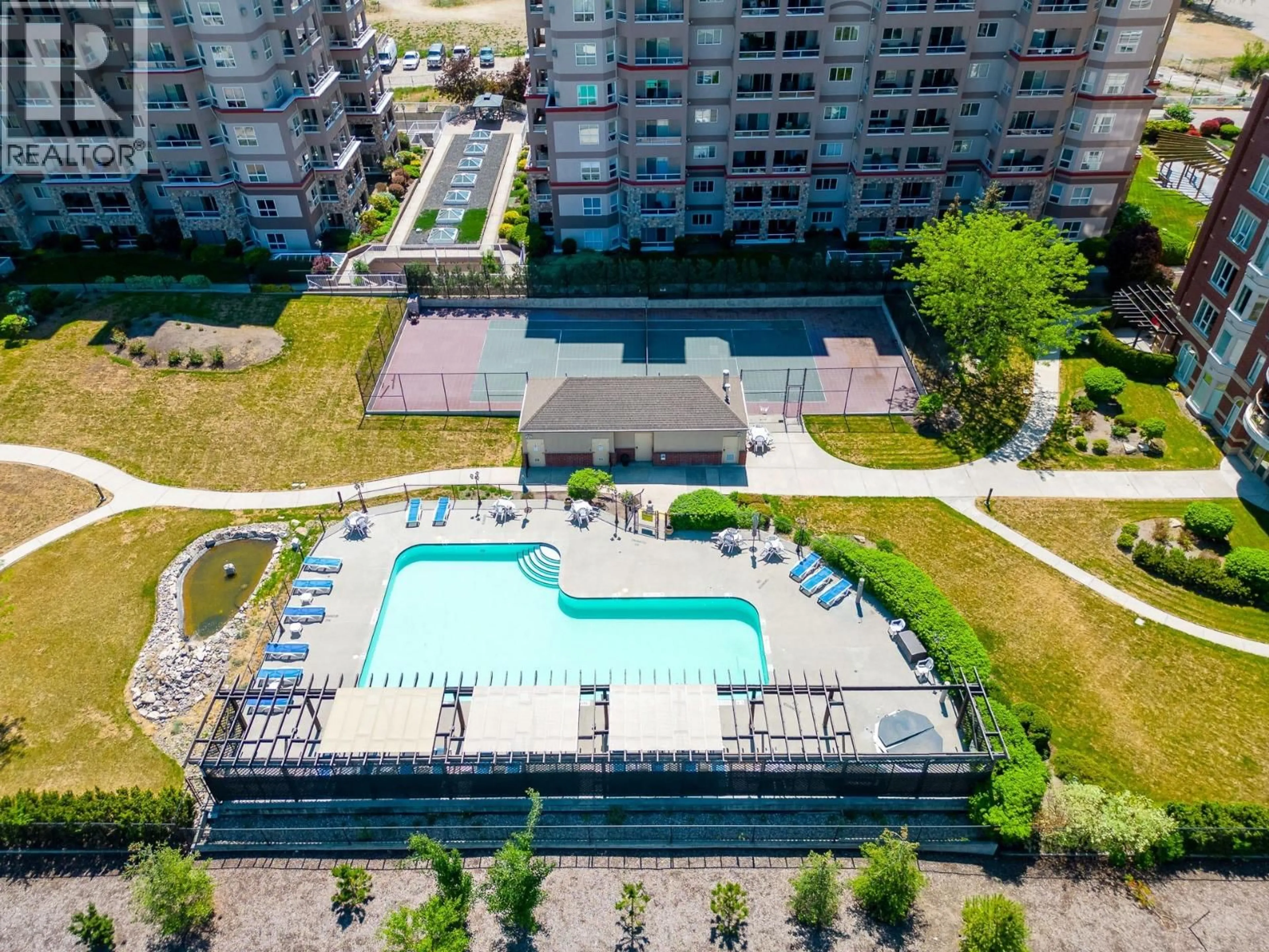 A pic from outside/outdoor area/front of a property/back of a property/a pic from drone, city buildings view from balcony for 102 - 1950 DURNIN ROAD, Kelowna British Columbia V1X7W6
