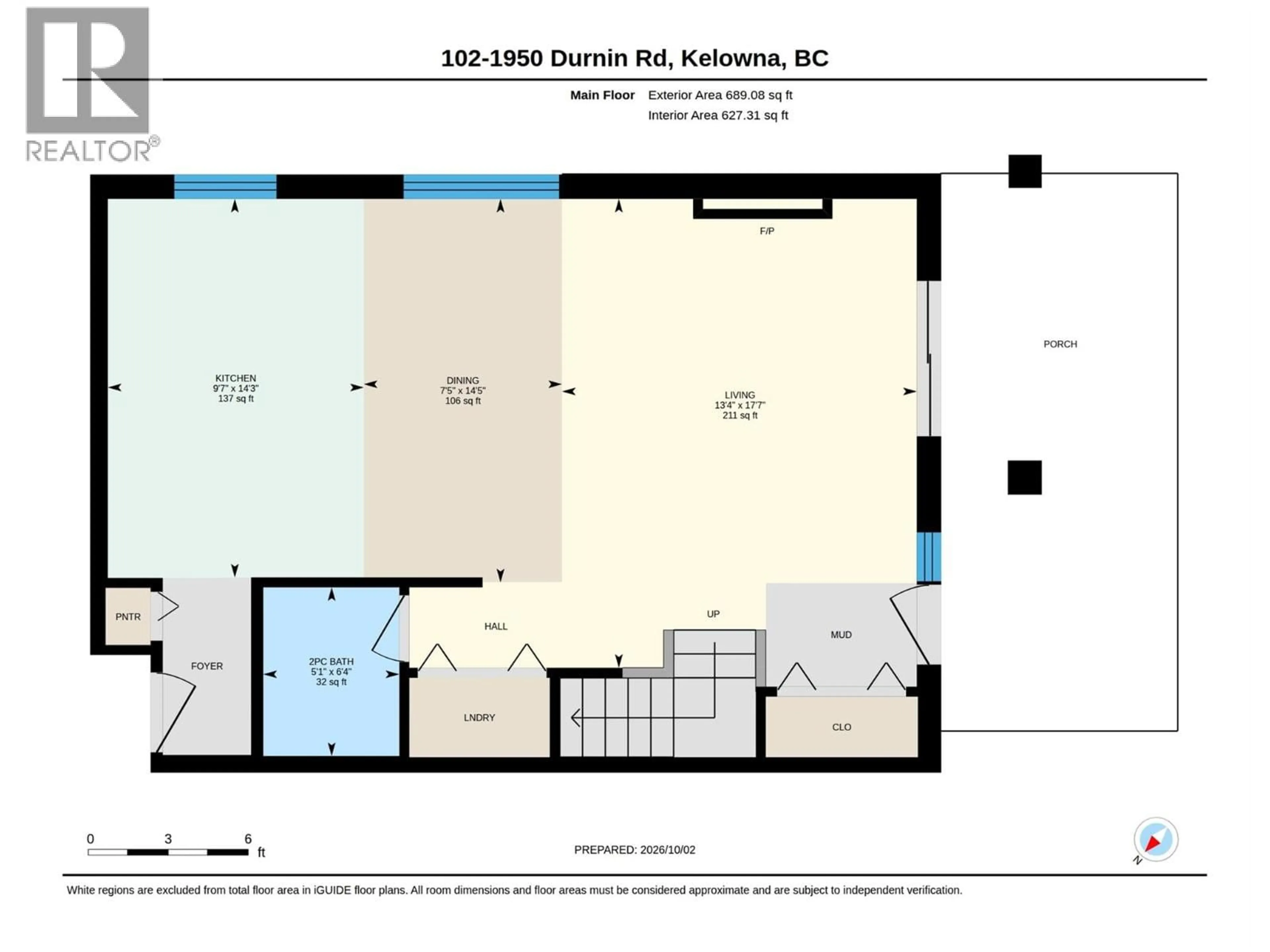 Floor plan for 102 - 1950 DURNIN ROAD, Kelowna British Columbia V1X7W6