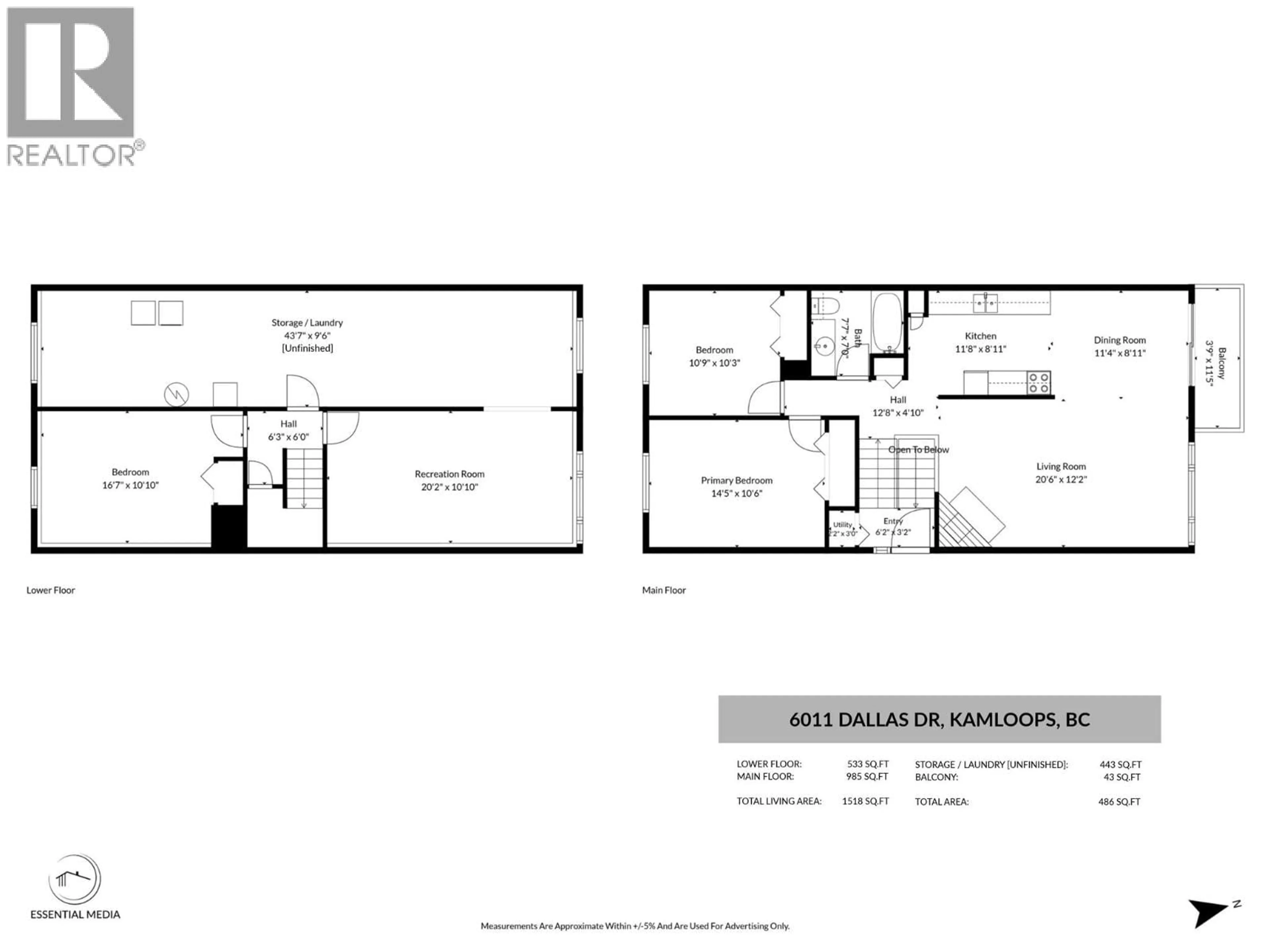 Floor plan for 6011 DALLAS DRIVE, Kamloops British Columbia V2C5Z9