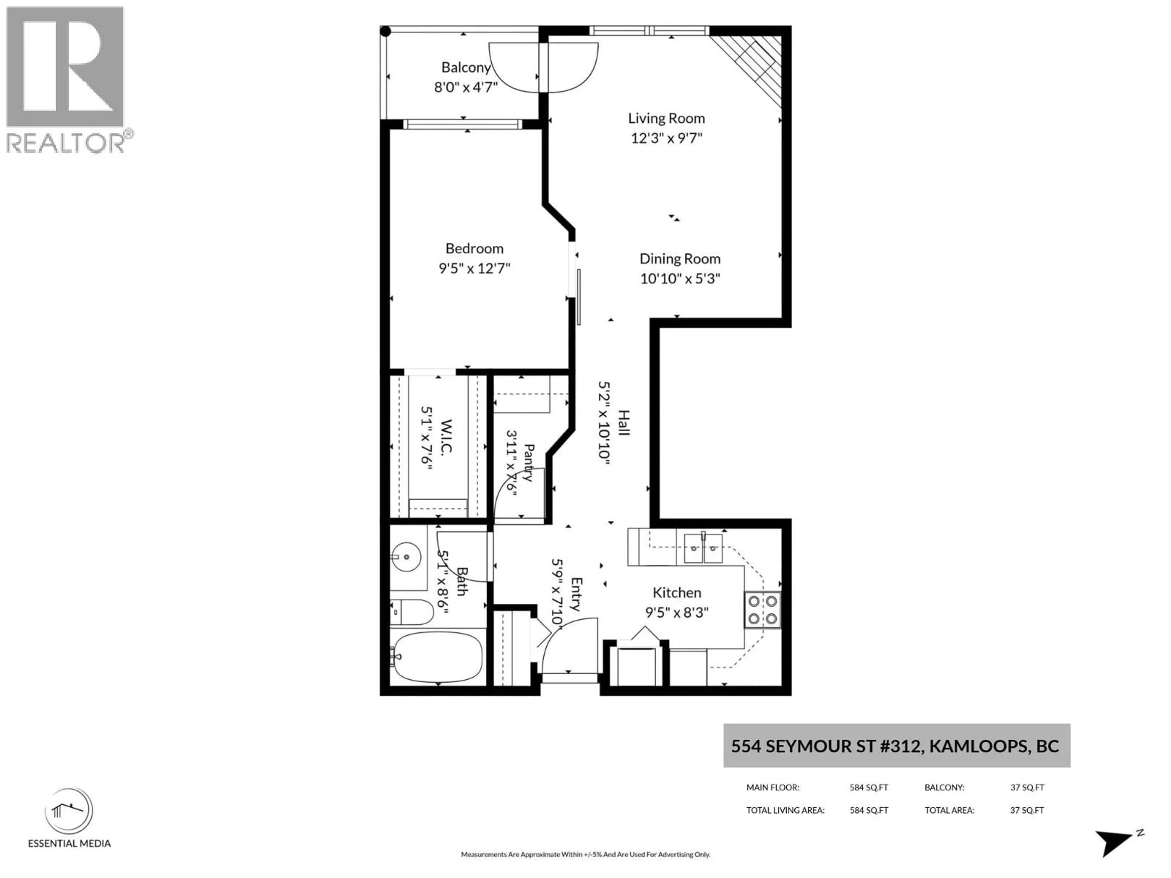 Floor plan for 312 - 554 SEYMOUR STREET, Kamloops British Columbia V2C2G9