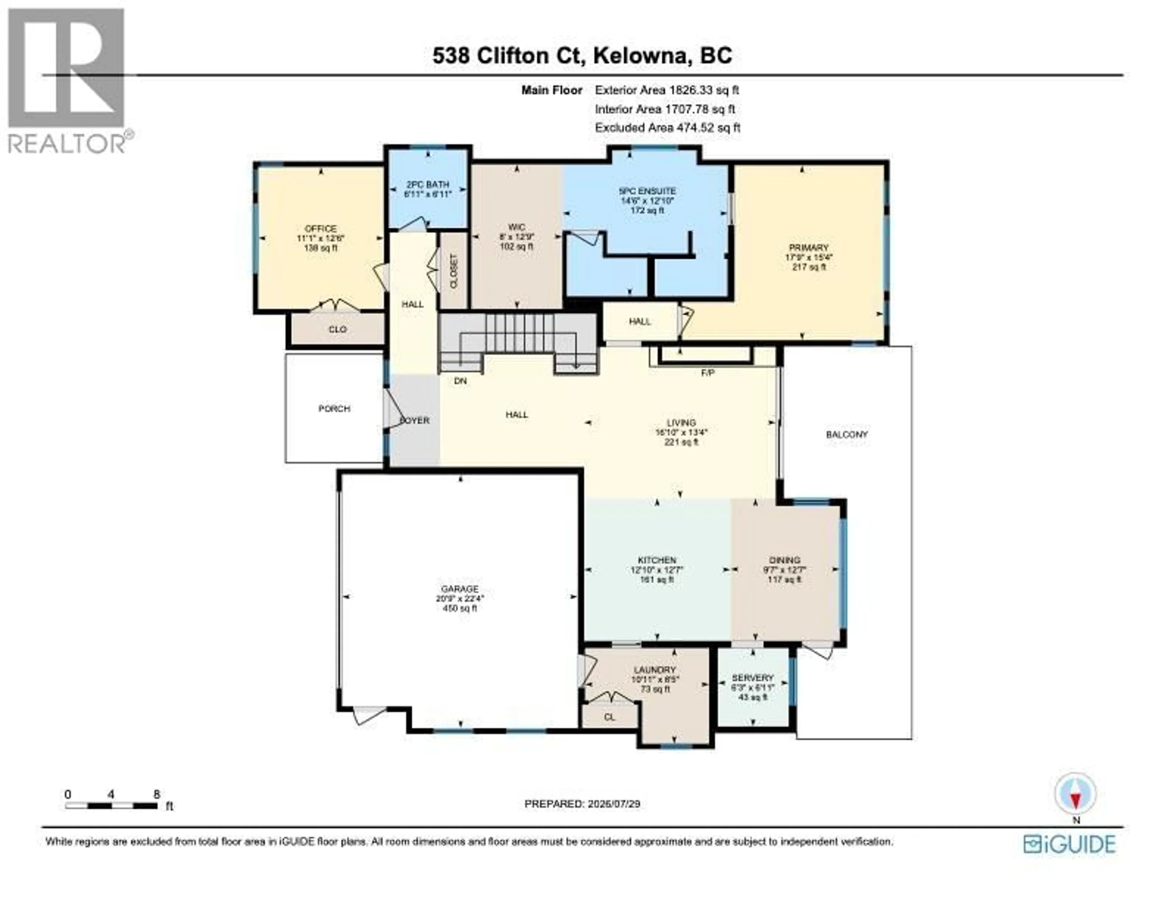 Floor plan for 538 CLIFTON COURT, Kelowna British Columbia V1V0B7