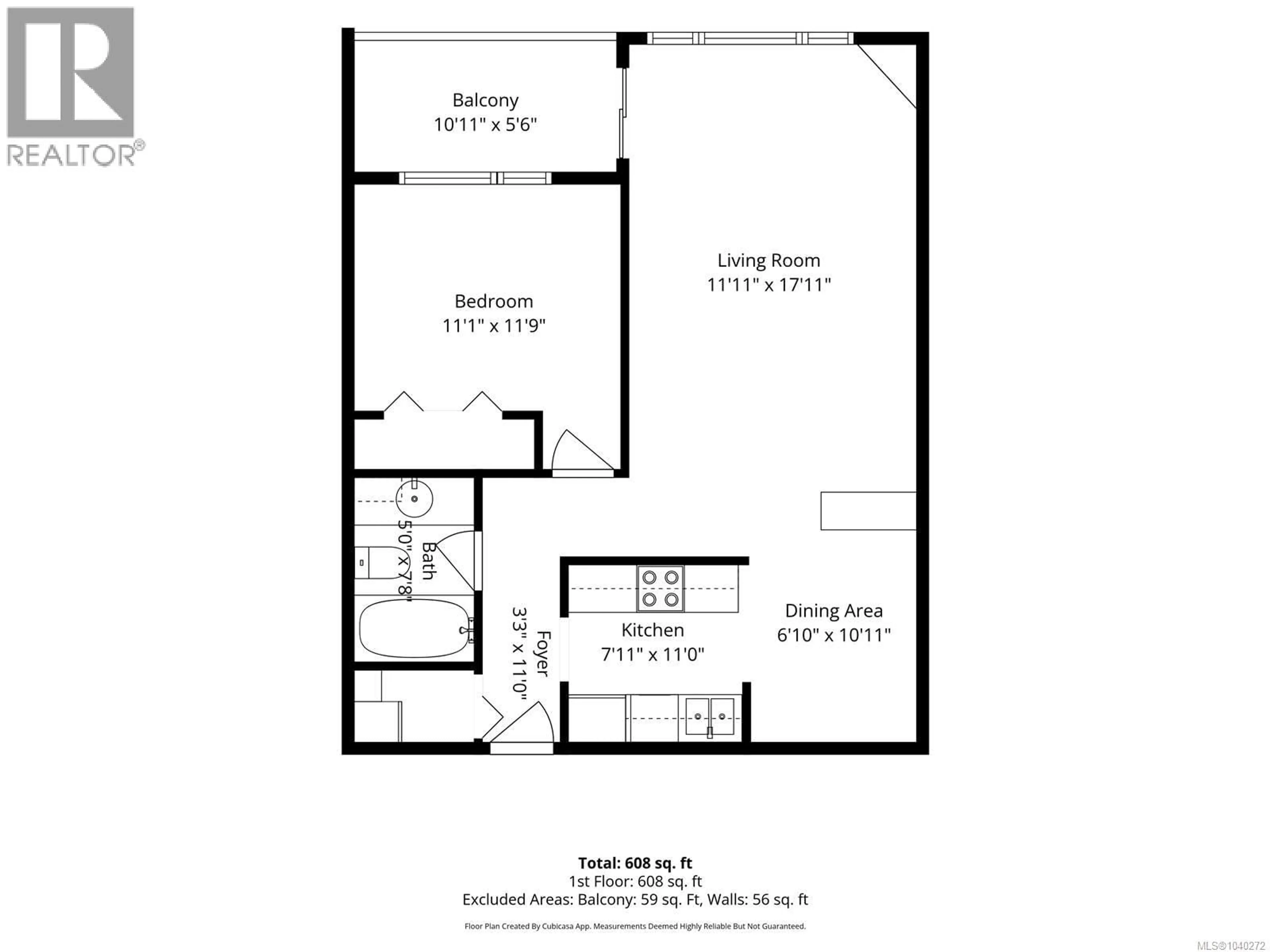 Floor plan for 306 - 103 GORGE ROAD EAST, Victoria British Columbia V9A6Z2