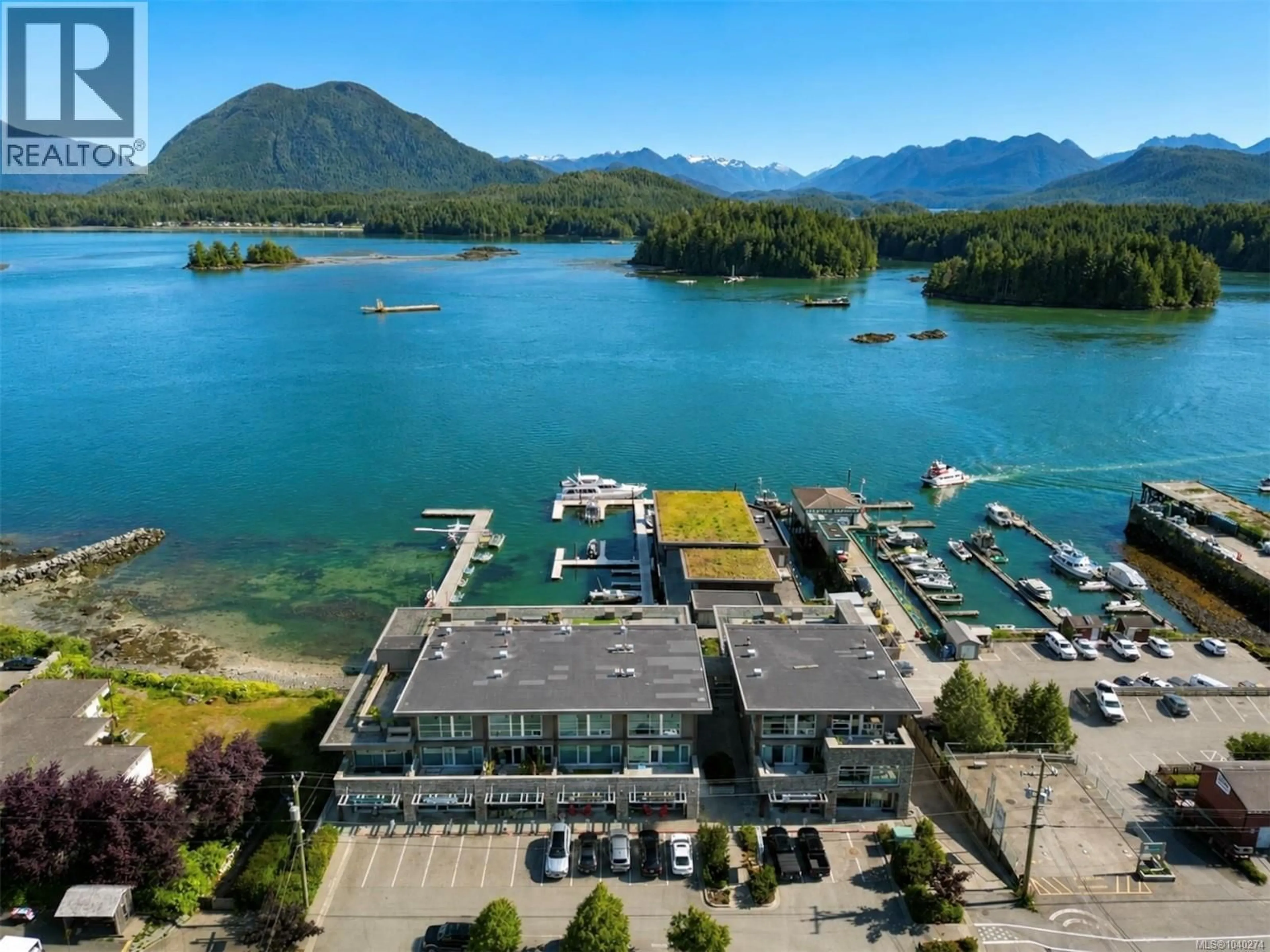 A pic from outside/outdoor area/front of a property/back of a property/a pic from drone, water/lake/river/ocean view for 106 - 368 MAIN STREET, Tofino British Columbia V0R2Z0
