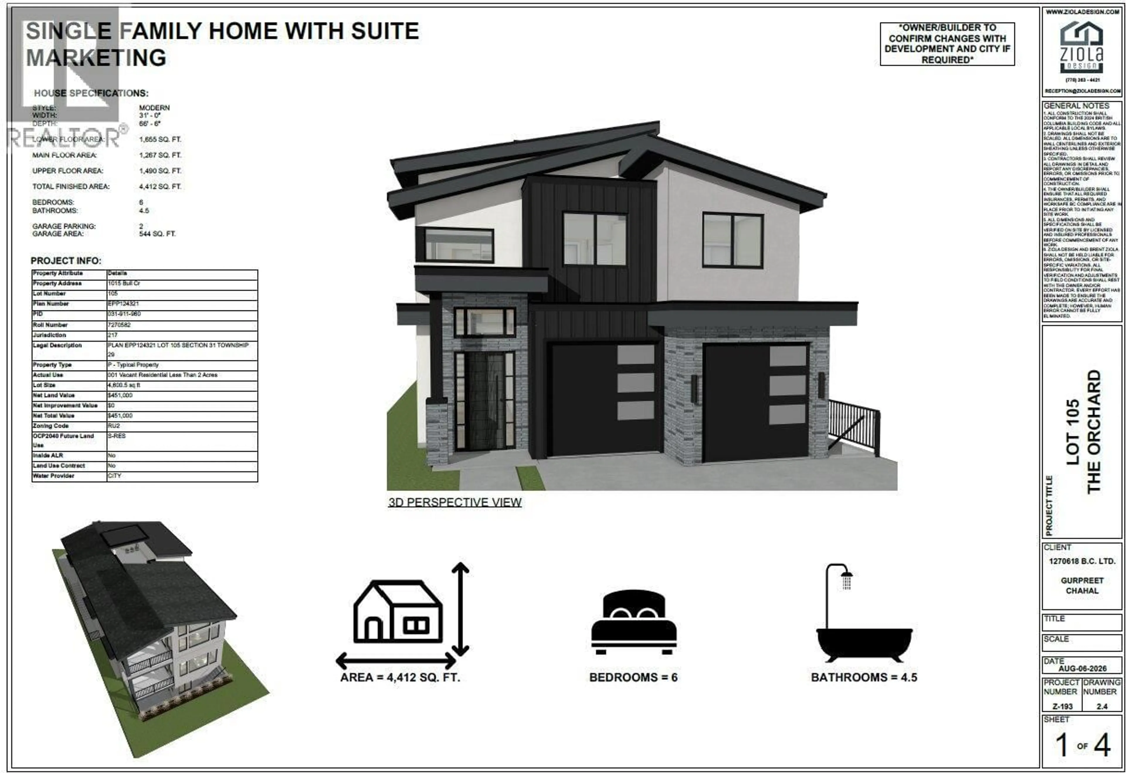 Floor plan for 1015 BULL CRESCENT, Kelowna British Columbia V1W0E6