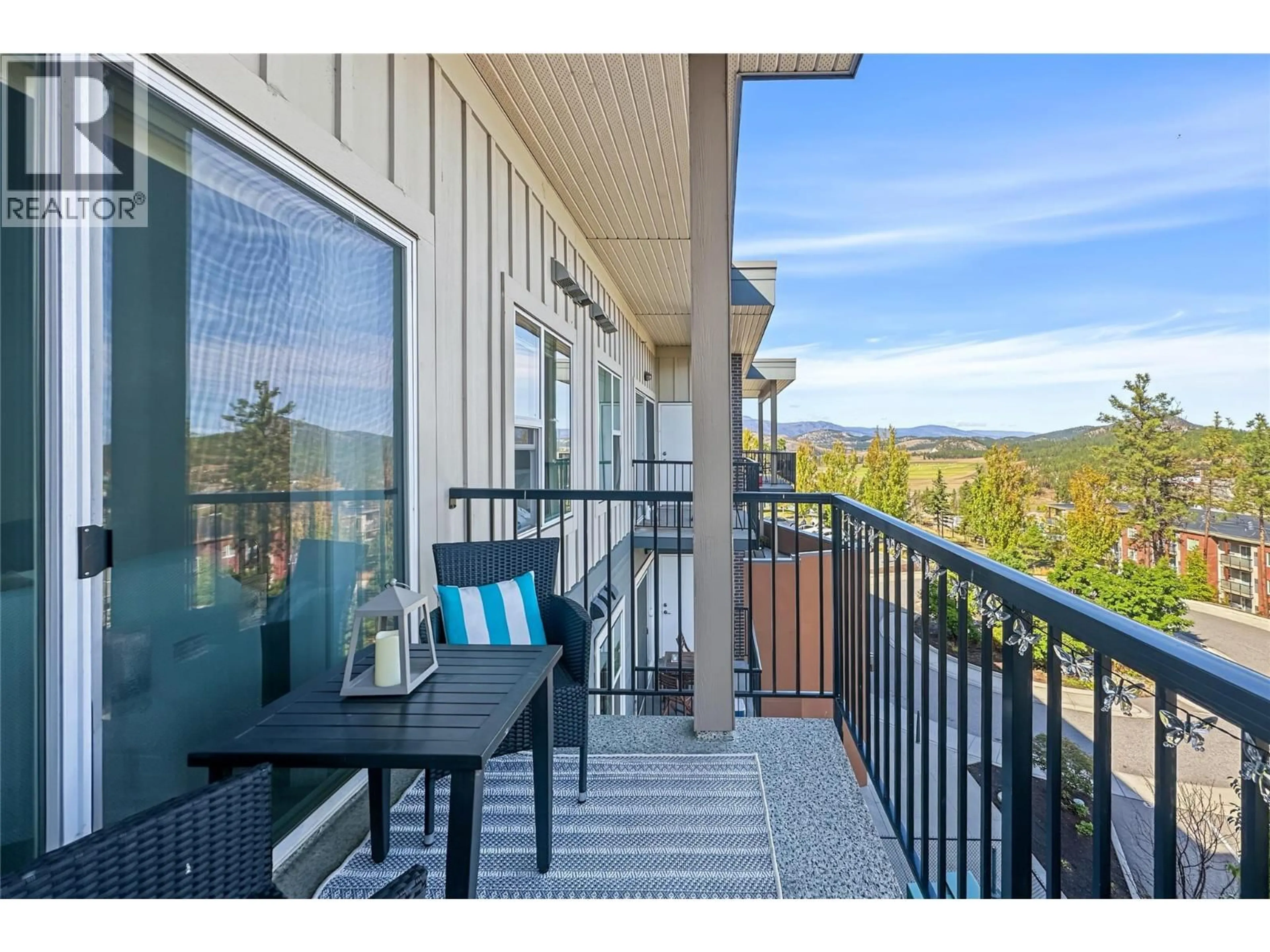 Balcony in the apartment, water/lake/river/ocean view for 309 - 935 ACADEMY WAY, Kelowna British Columbia V1V3C9