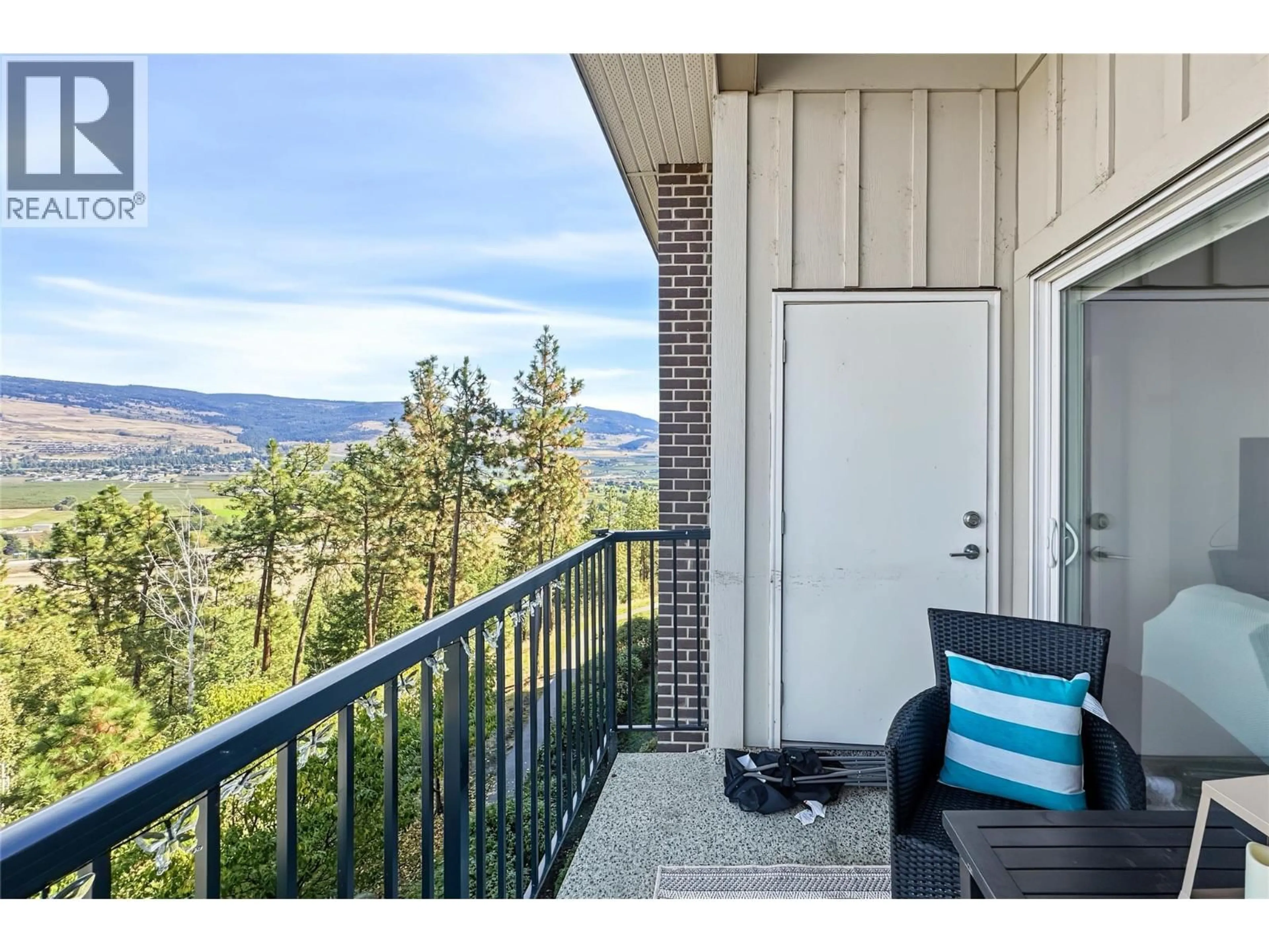 Balcony in the apartment, mountain view for 309 - 935 ACADEMY WAY, Kelowna British Columbia V1V3C9