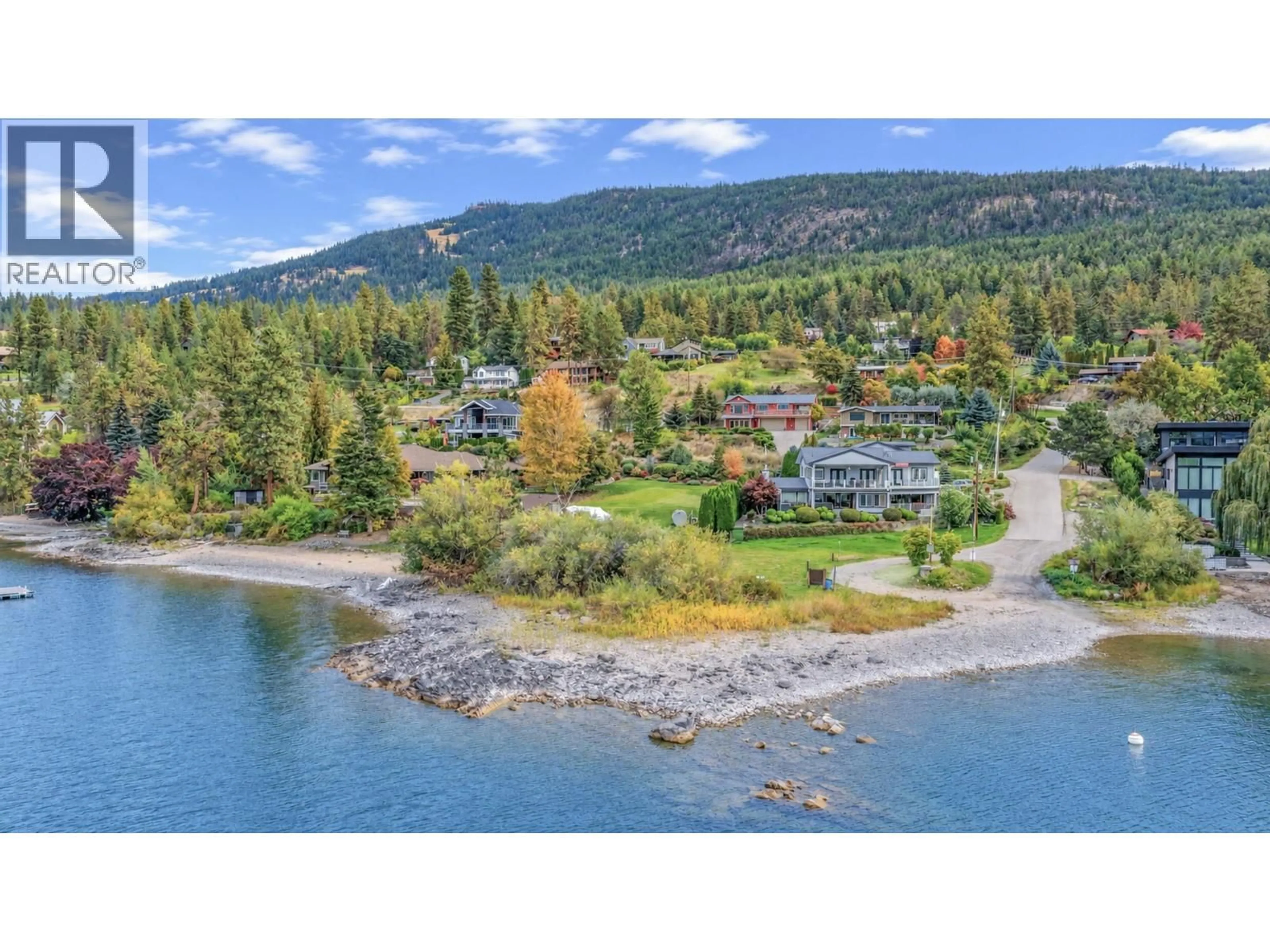 A pic from outside/outdoor area/front of a property/back of a property/a pic from drone, water/lake/river/ocean view for 16585 TOBY ROAD, Lake Country British Columbia V4V1C3