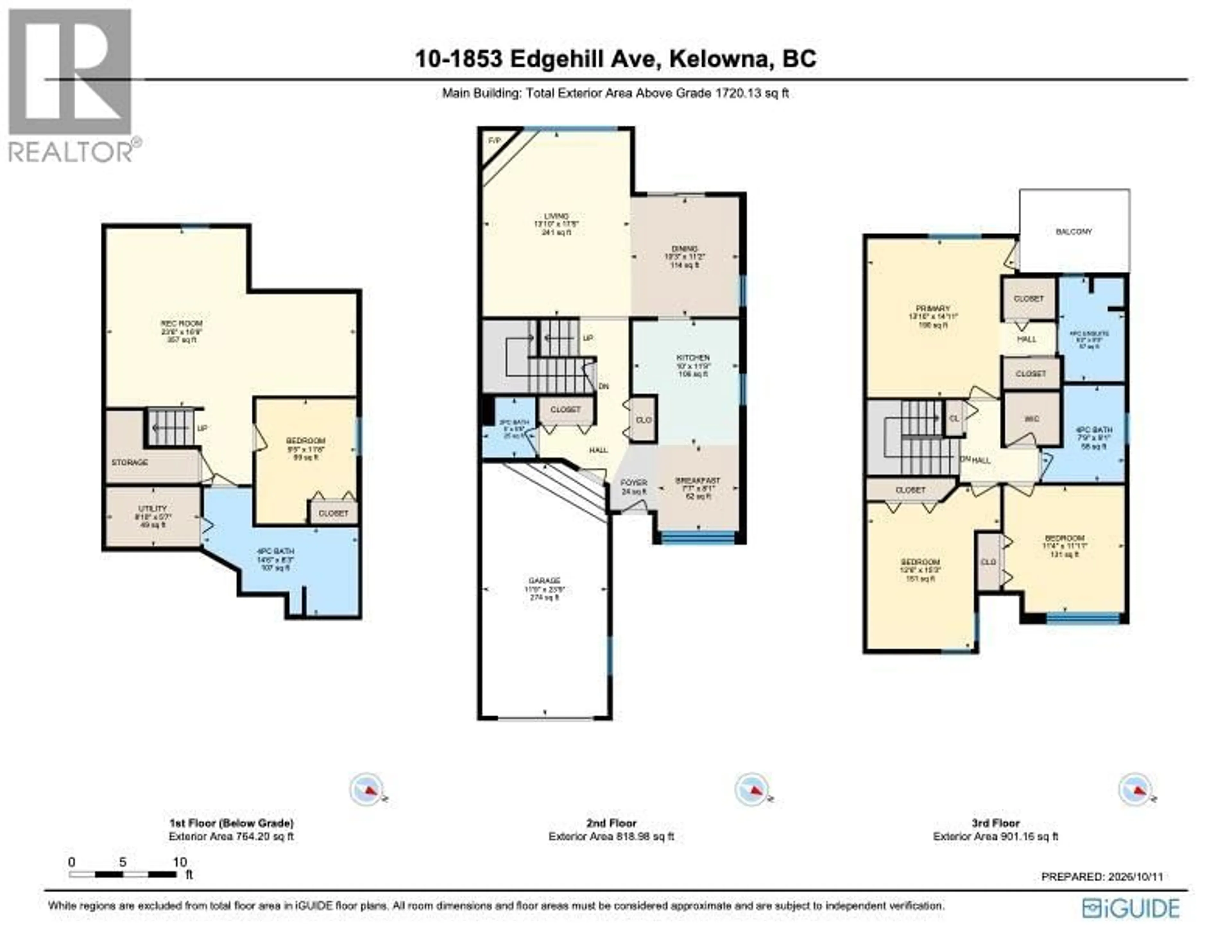 Floor plan for 10 - 1853 EDGEHILL AVENUE, Kelowna British Columbia V1V1X8