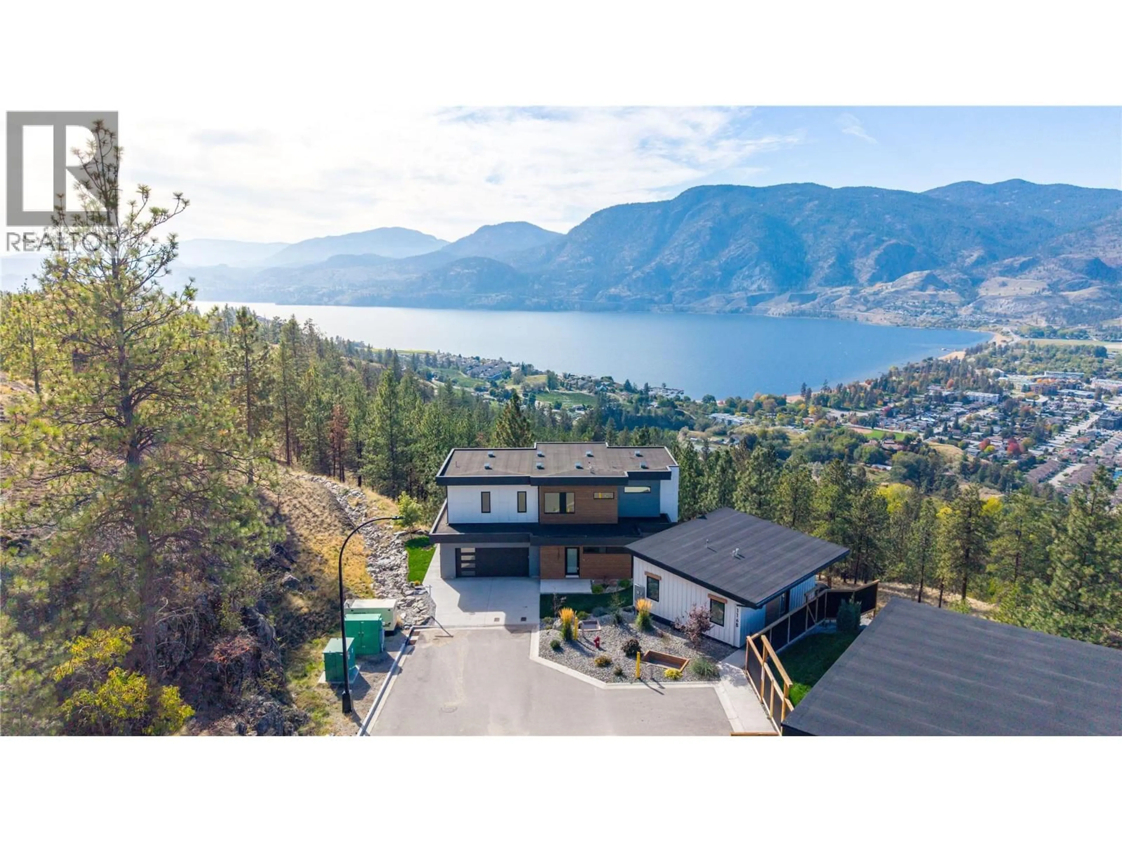 A pic from outside/outdoor area/front of a property/back of a property/a pic from drone, mountain view for 117 - 3331 EVERGREEN DRIVE, Penticton British Columbia V2A0J3