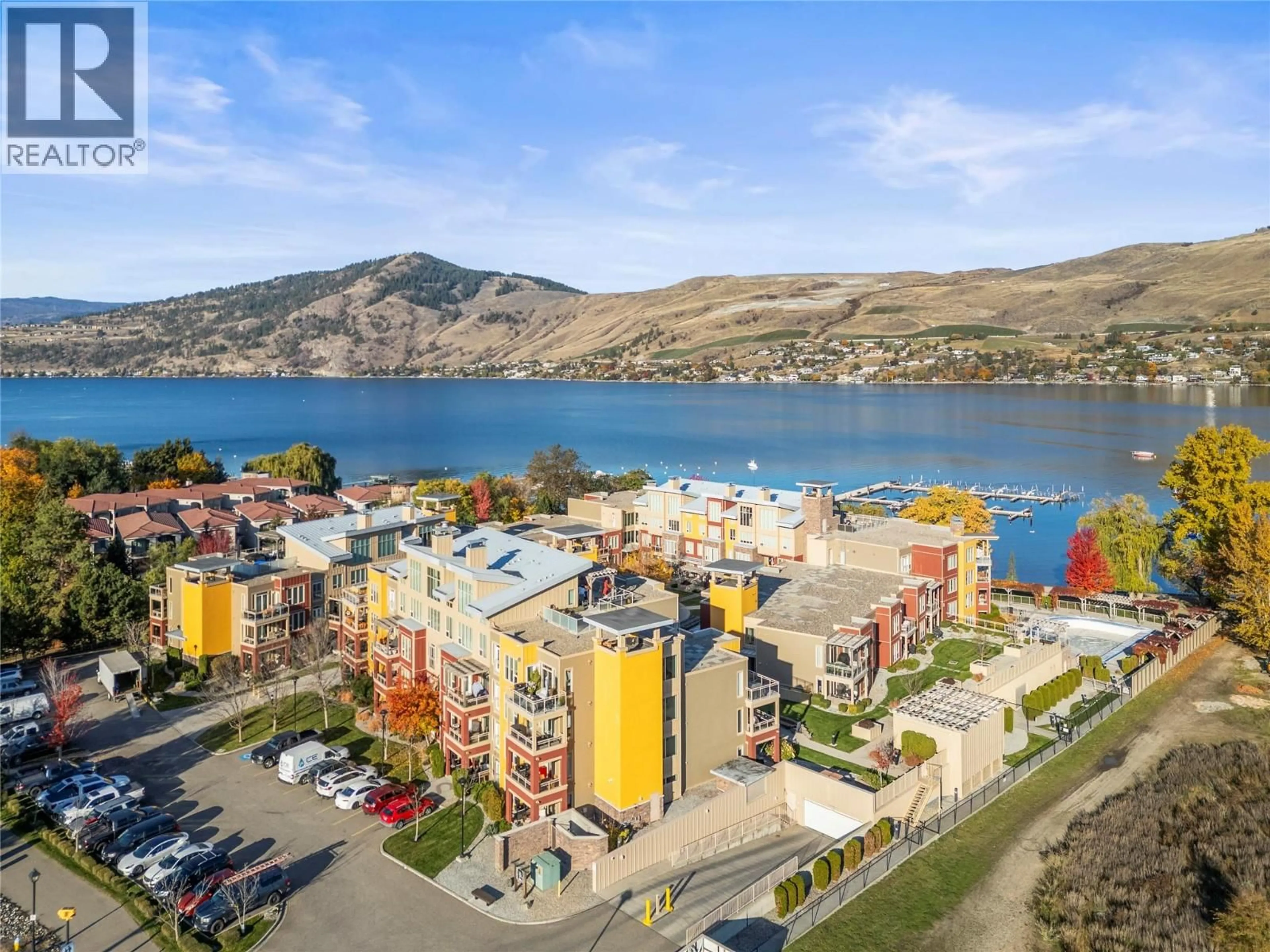 A pic from outside/outdoor area/front of a property/back of a property/a pic from drone, water/lake/river/ocean view for 1132 - 7343 OKANAGAN LANDING ROAD, Vernon British Columbia V1H2J6
