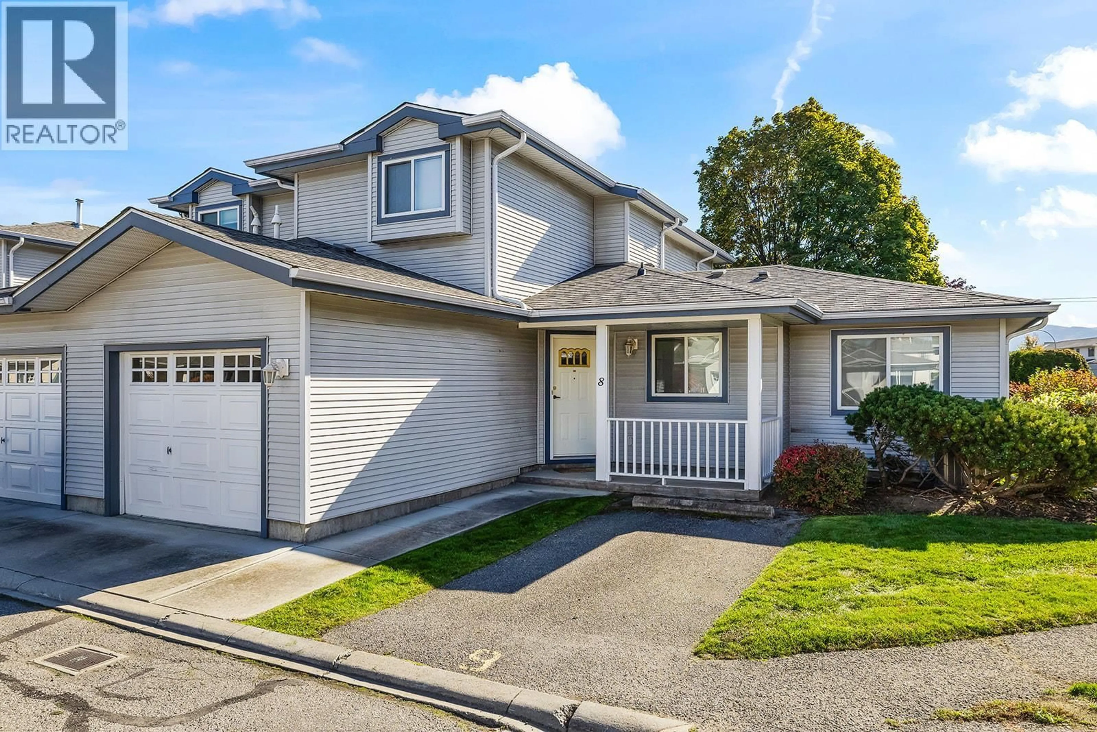 Home with vinyl exterior material, street for 8 - 1120 GUISACHAN ROAD, Kelowna British Columbia V1Y9R5