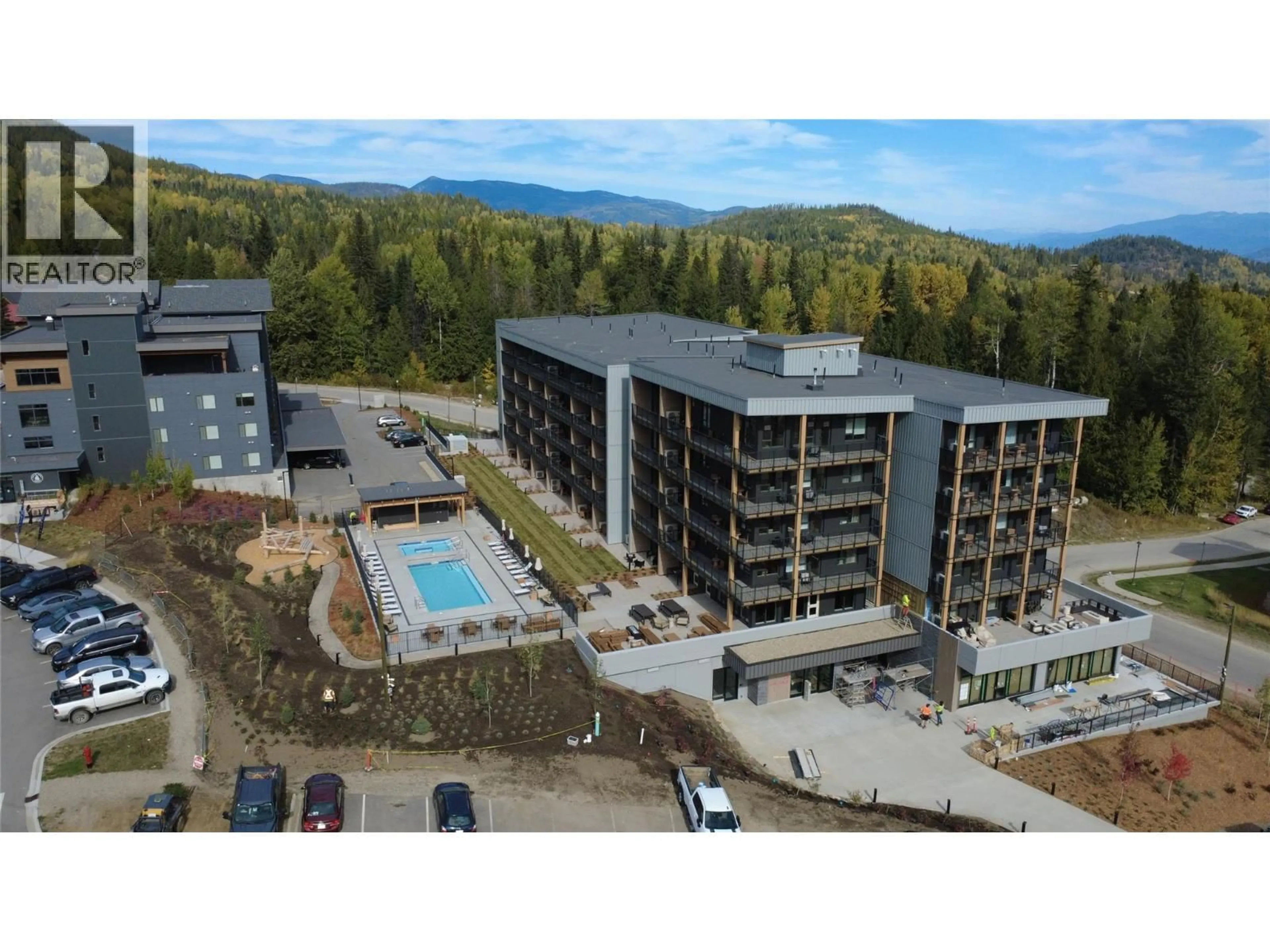 A pic from outside/outdoor area/front of a property/back of a property/a pic from drone, mountain view for 216 - 4240 RED MOUNTAIN ROAD, Rossland British Columbia V0G1Y0