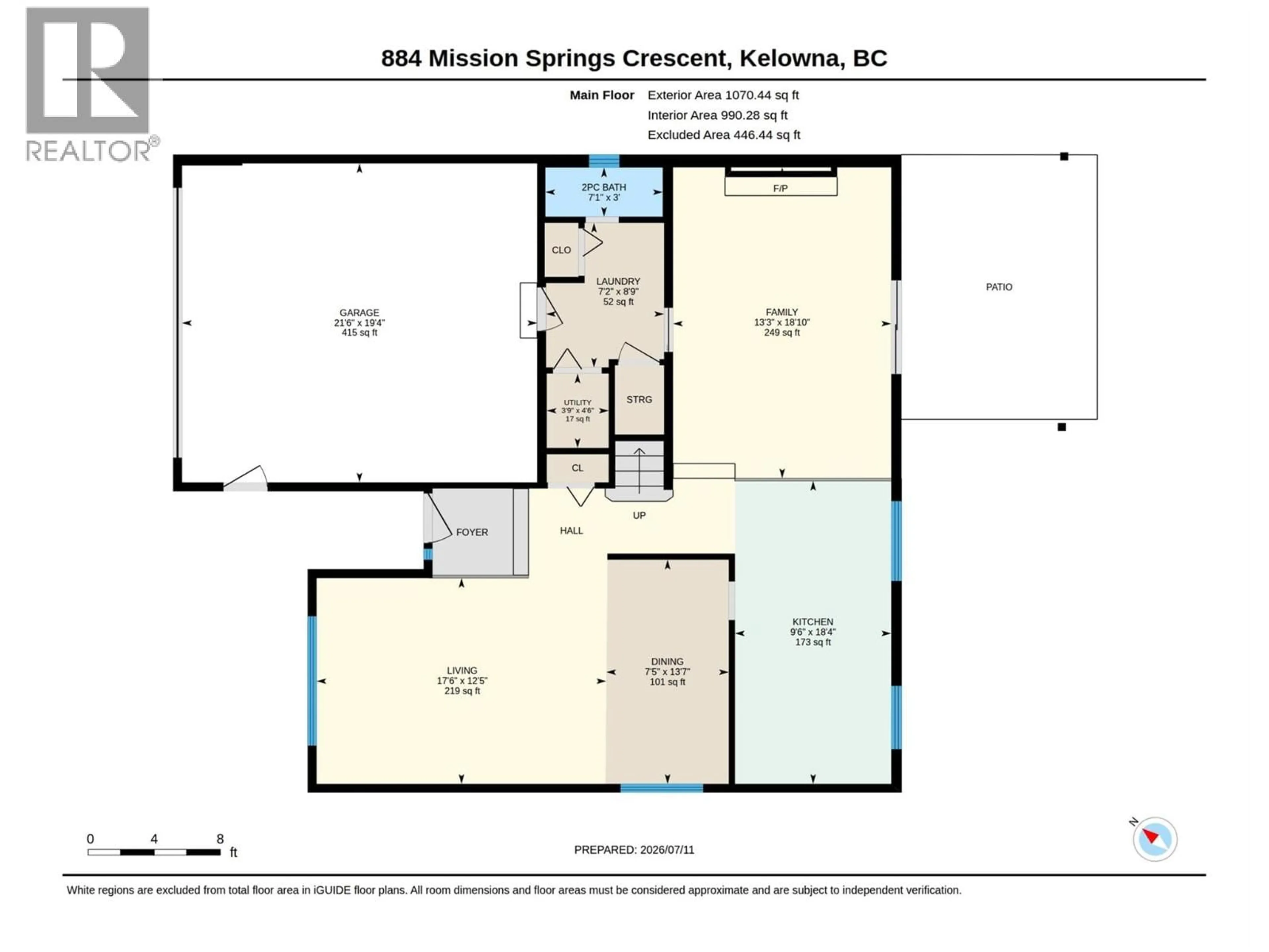 Floor plan for 884 MISSION SPRINGS CRESCENT, Kelowna British Columbia V1W3L9