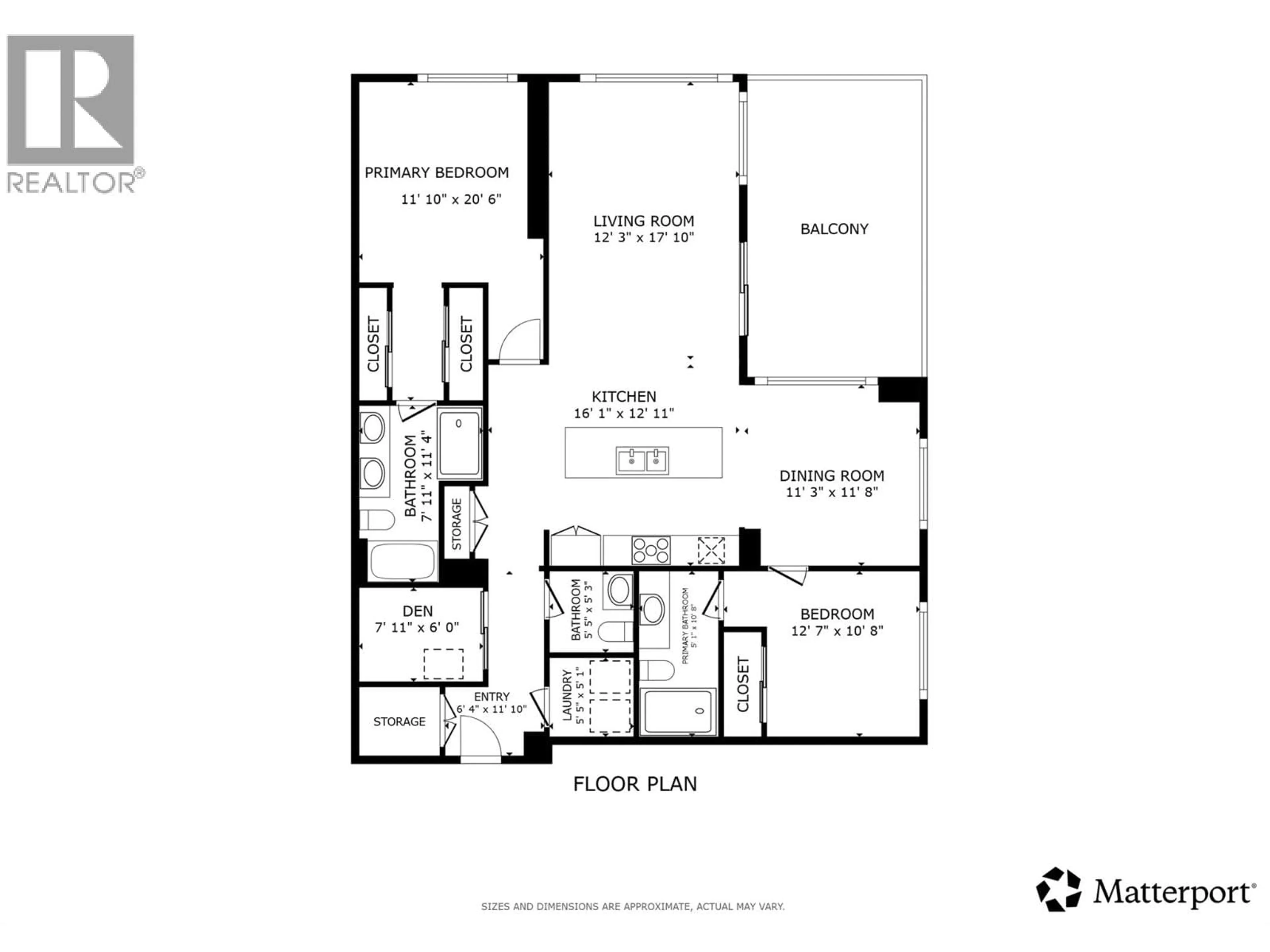 Floor plan for 1509 - 1588 ELLIS STREET, Kelowna British Columbia V1Y2A6