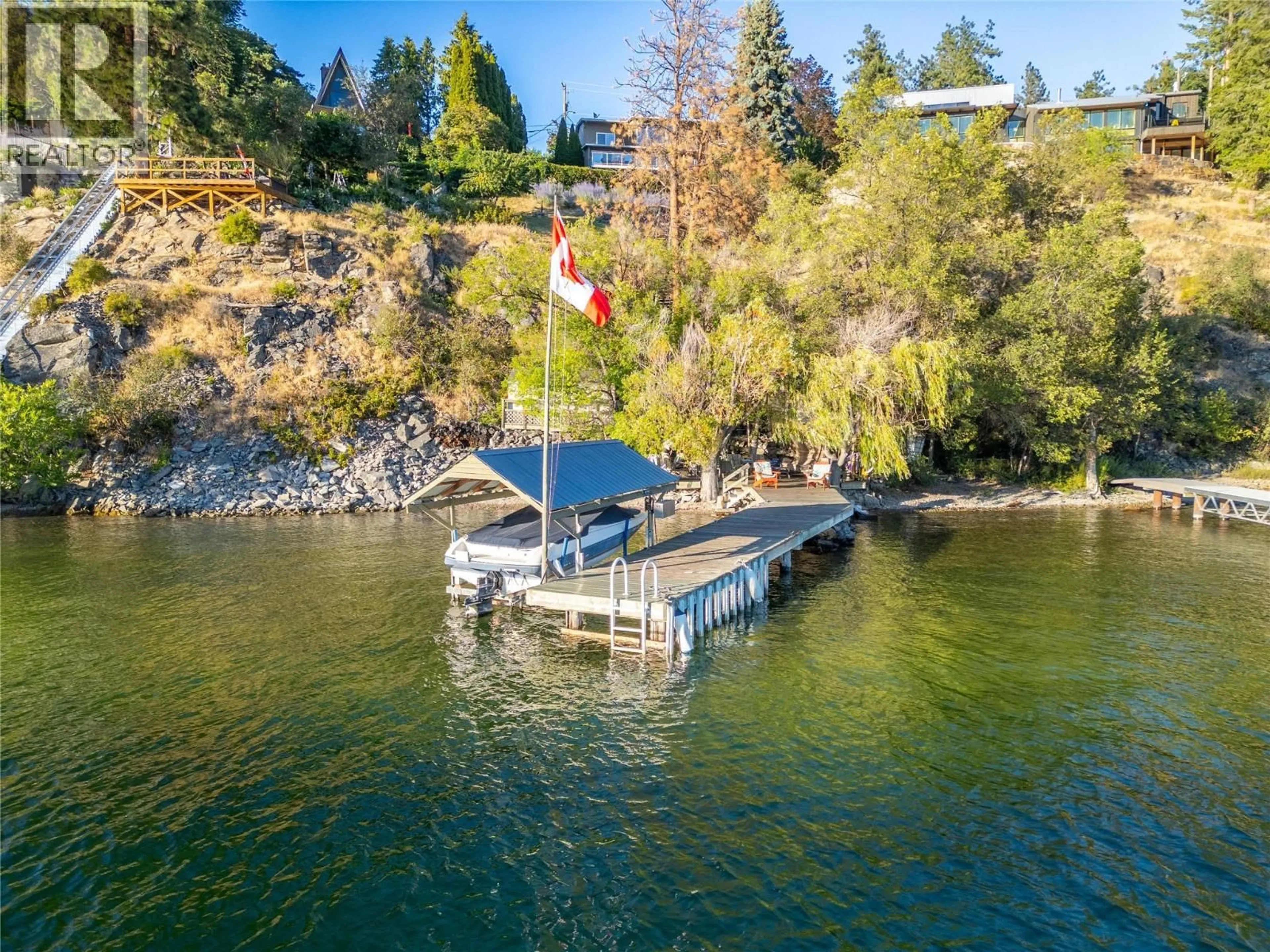 A pic from outside/outdoor area/front of a property/back of a property/a pic from drone, water/lake/river/ocean view for 1988 DEWDNEY ROAD, Kelowna British Columbia V1V2C3