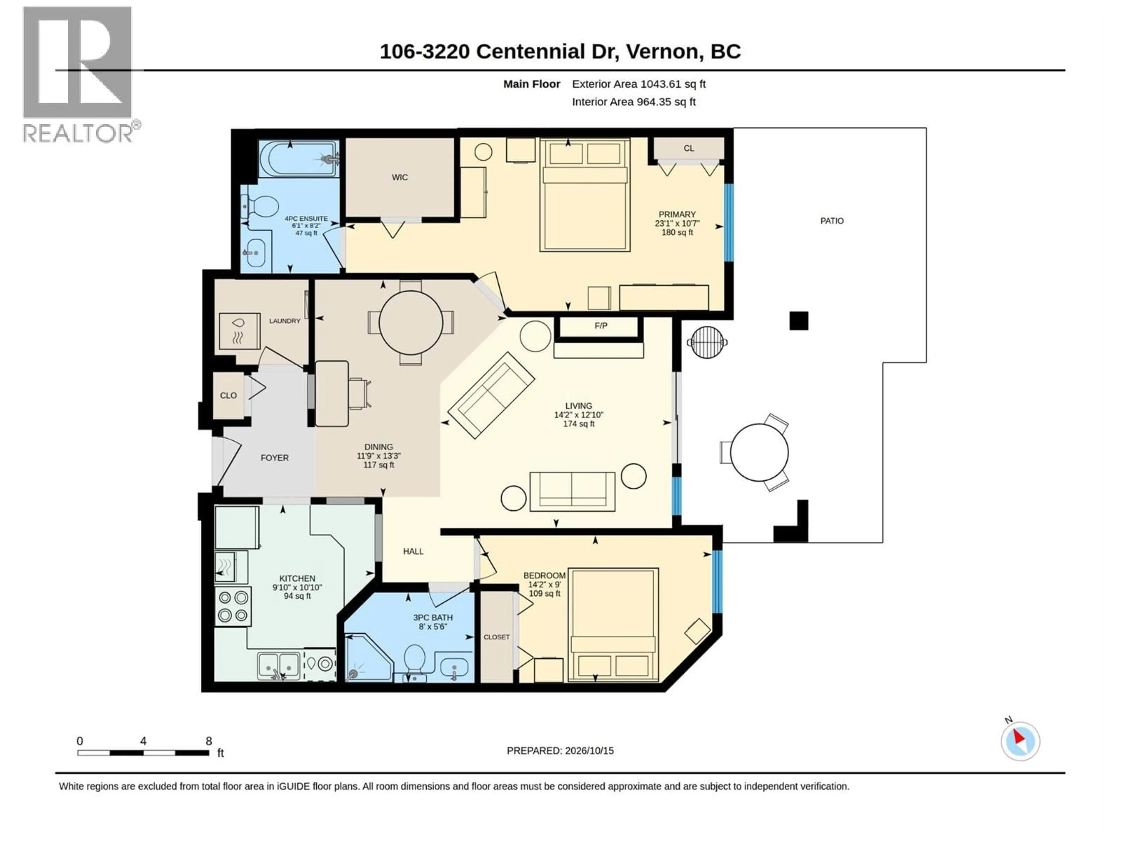 Floor plan for 106 - 3220 CENTENNIAL DRIVE, Vernon British Columbia V1T2T7