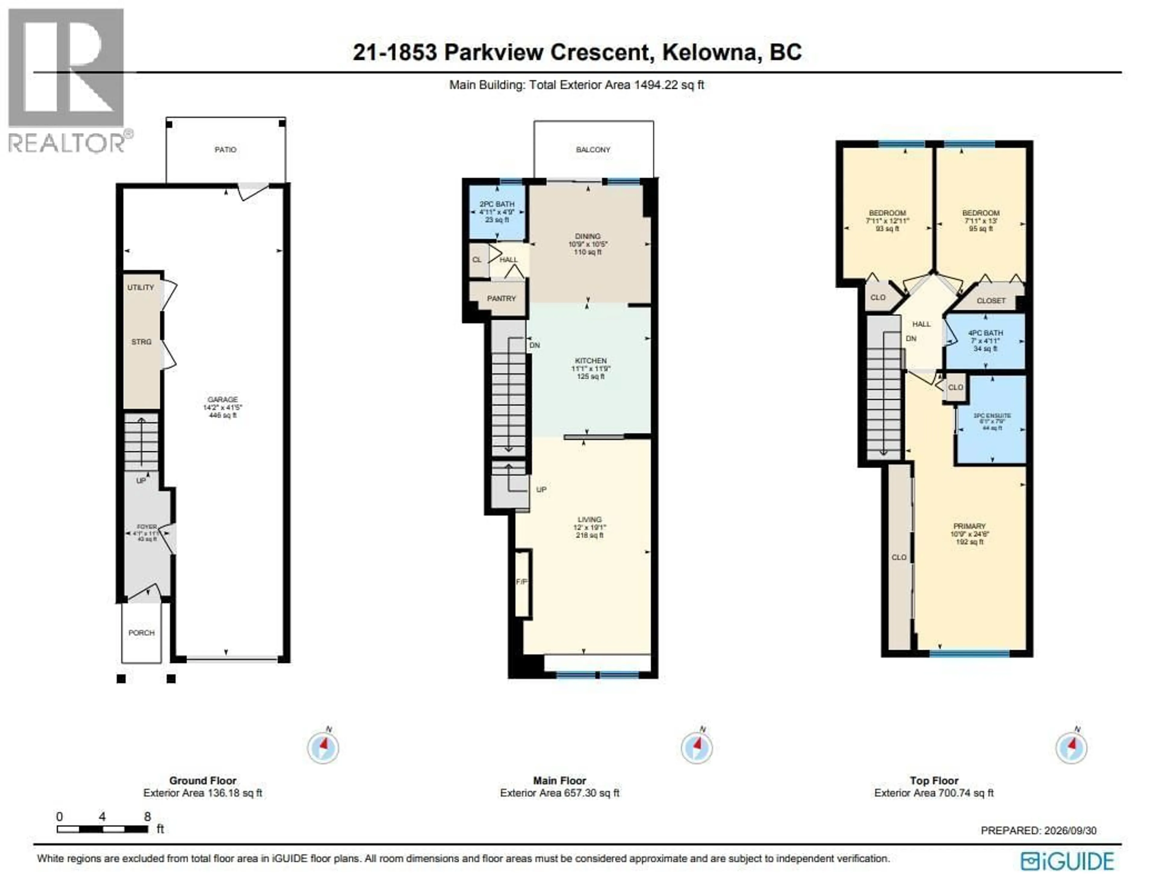 Floor plan for 21 - 1853 PARKVIEW CRESCENT, Kelowna British Columbia V1X8A3