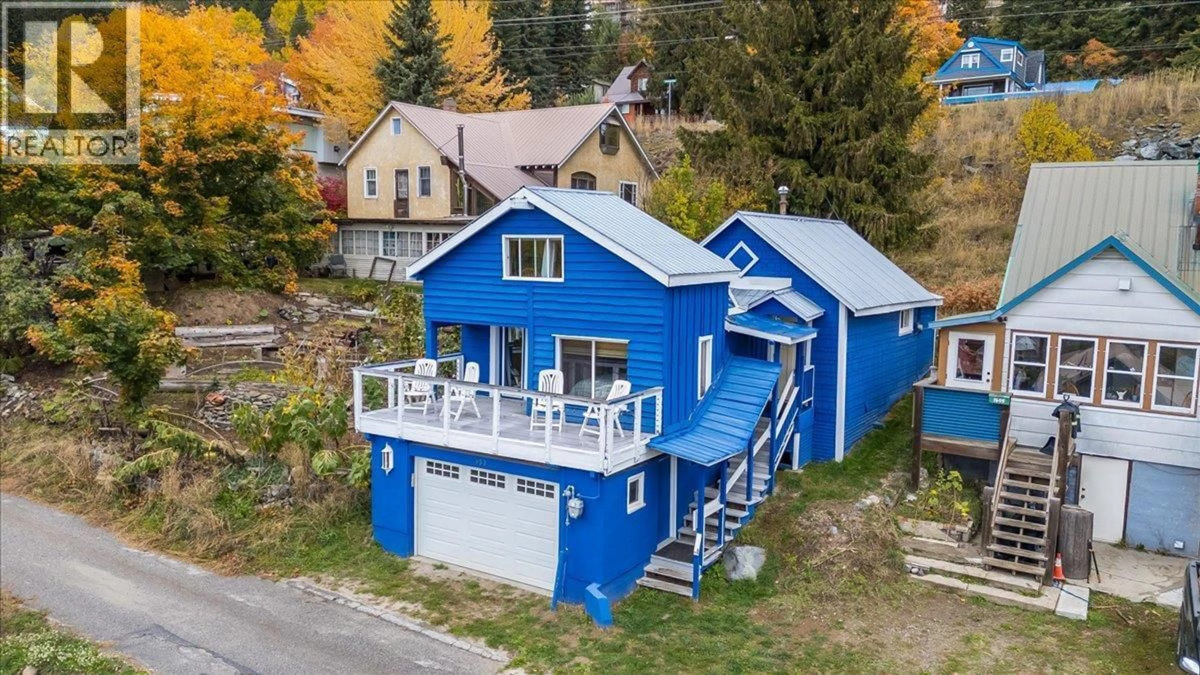 A pic from outside/outdoor area/front of a property/back of a property/a pic from drone, street for 1653 HARASIN ALLEY, Rossland British Columbia V0G1Y0