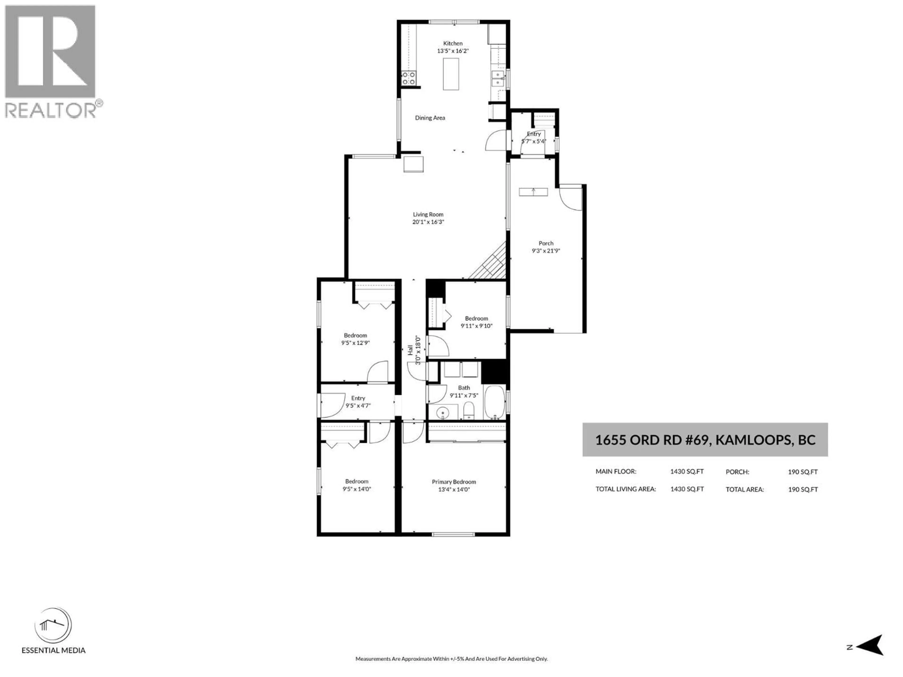 Floor plan for 69 - 1655 ORD ROAD, Kamloops British Columbia V2B7V6