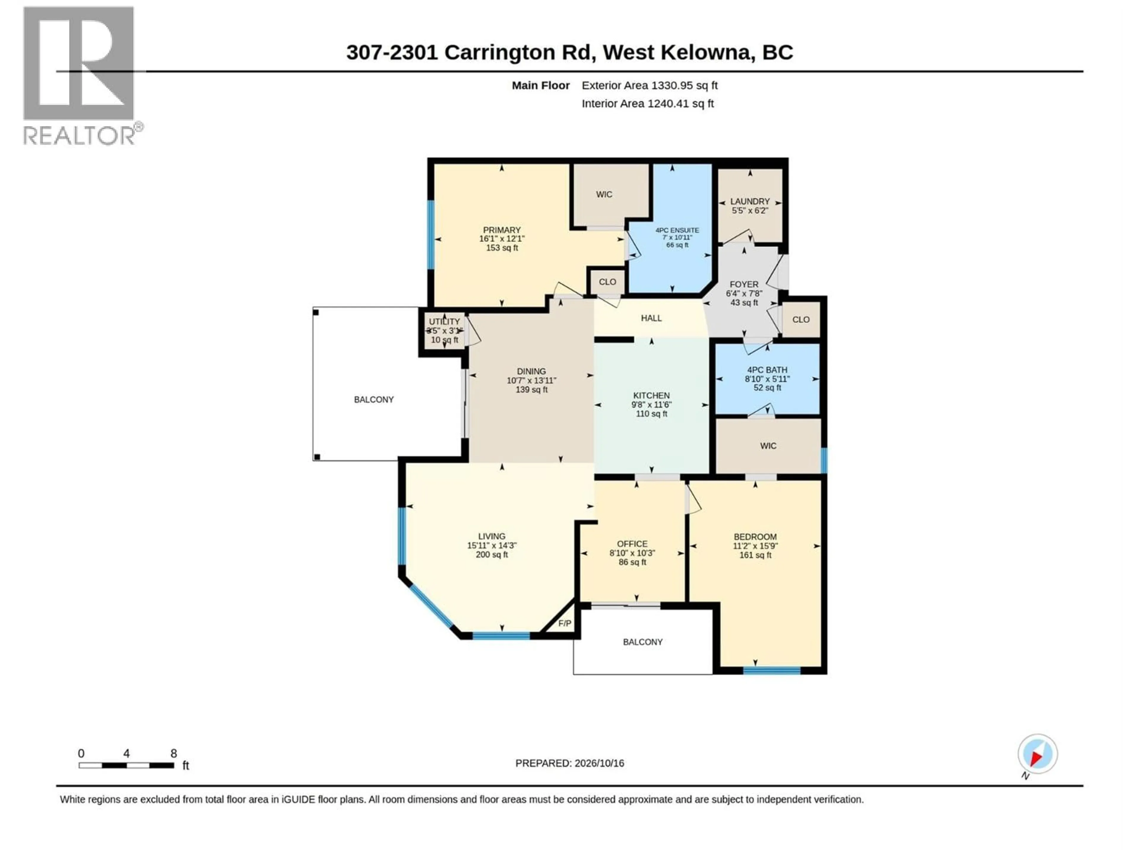 Floor plan for 307 - 2301 CARRINGTON ROAD, West Kelowna British Columbia V4T0E2