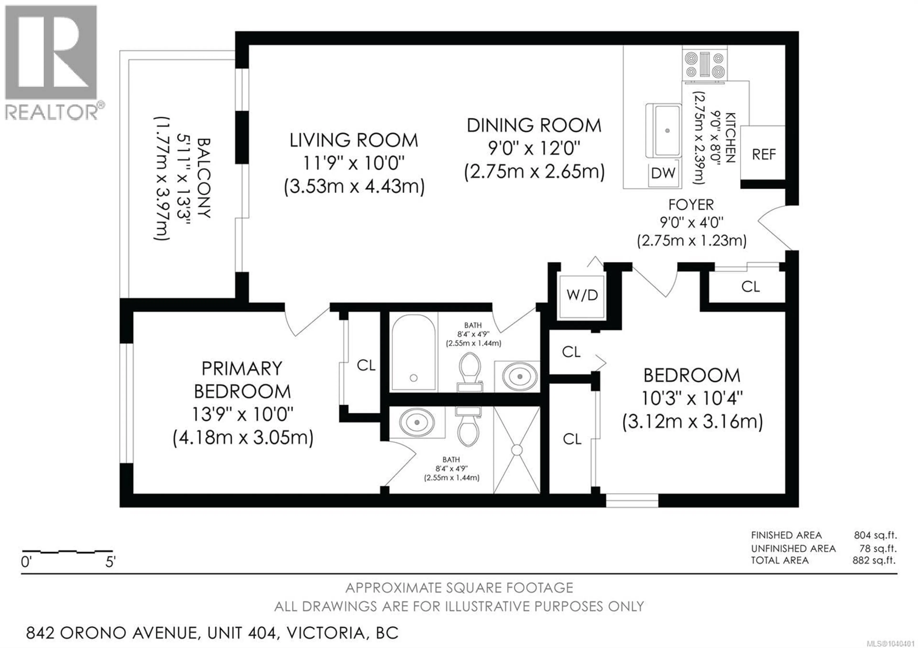 Floor plan for 404 - 842 ORONO AVENUE, Langford British Columbia V9B2T8