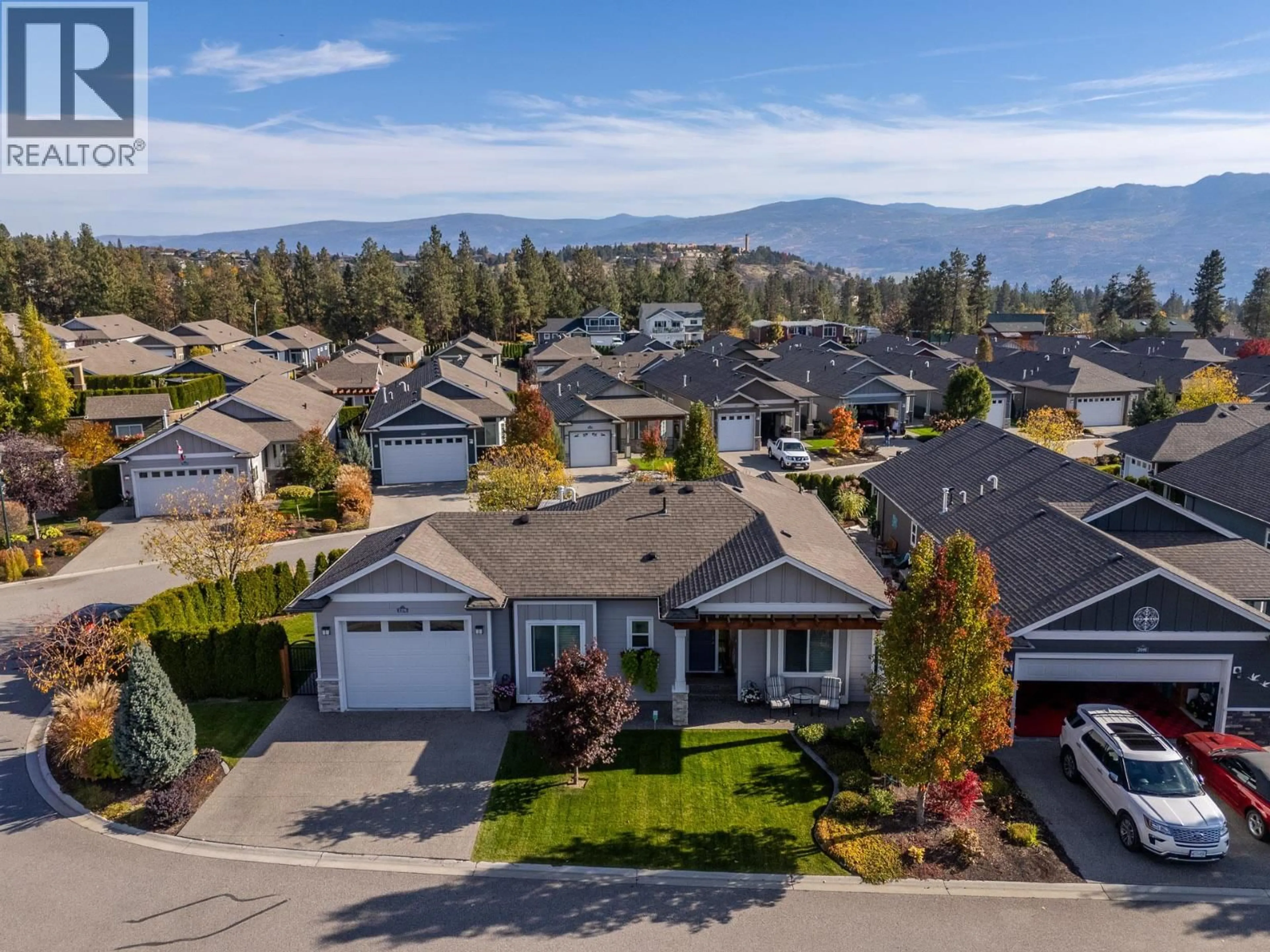 A pic from outside/outdoor area/front of a property/back of a property/a pic from drone, mountain view for 3376 KINGFISHER ROAD, Westbank British Columbia V4T3A5