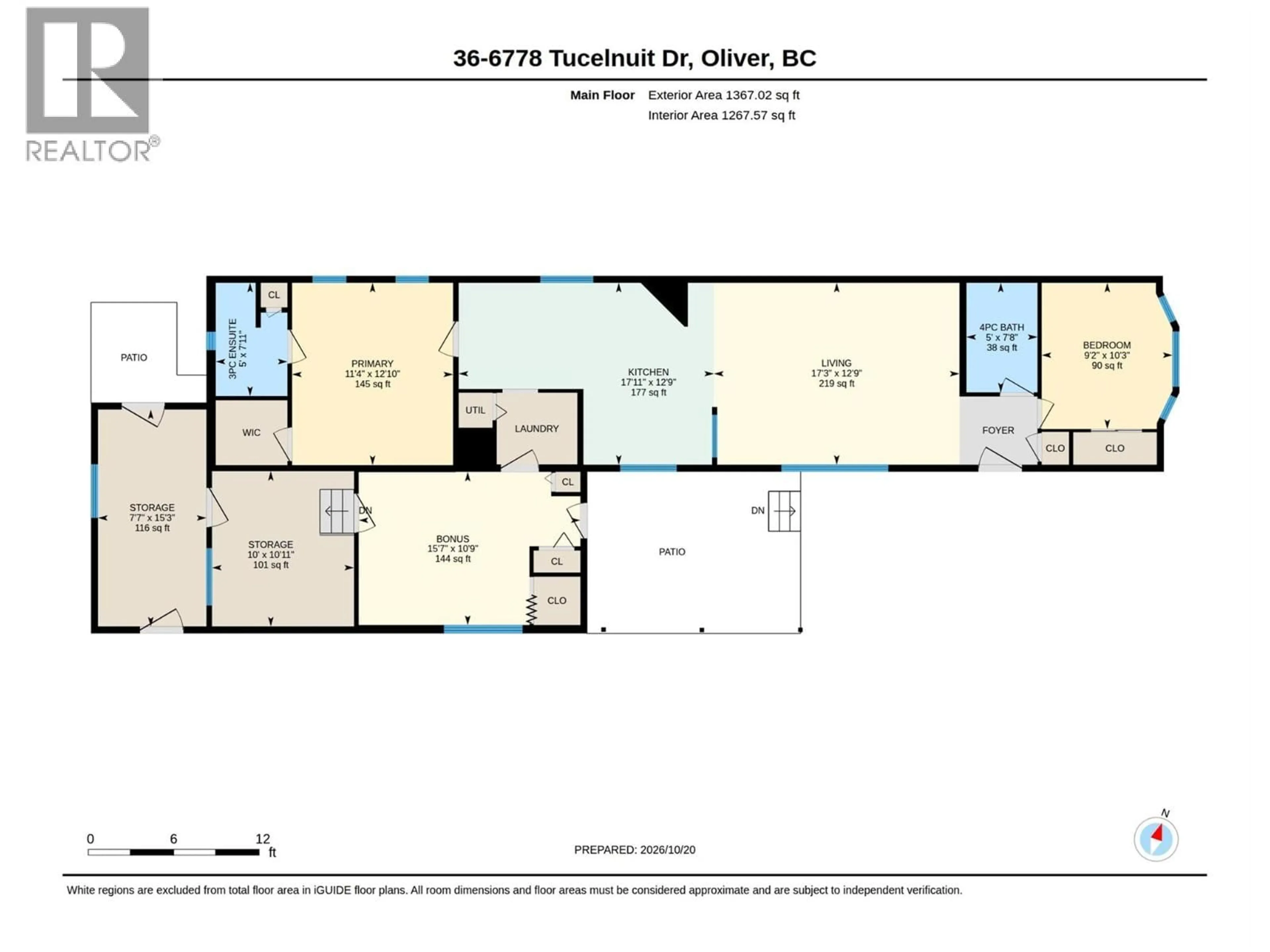 Floor plan for 36 - 6778 TUCELNUIT DRIVE, Oliver British Columbia V0H1T0