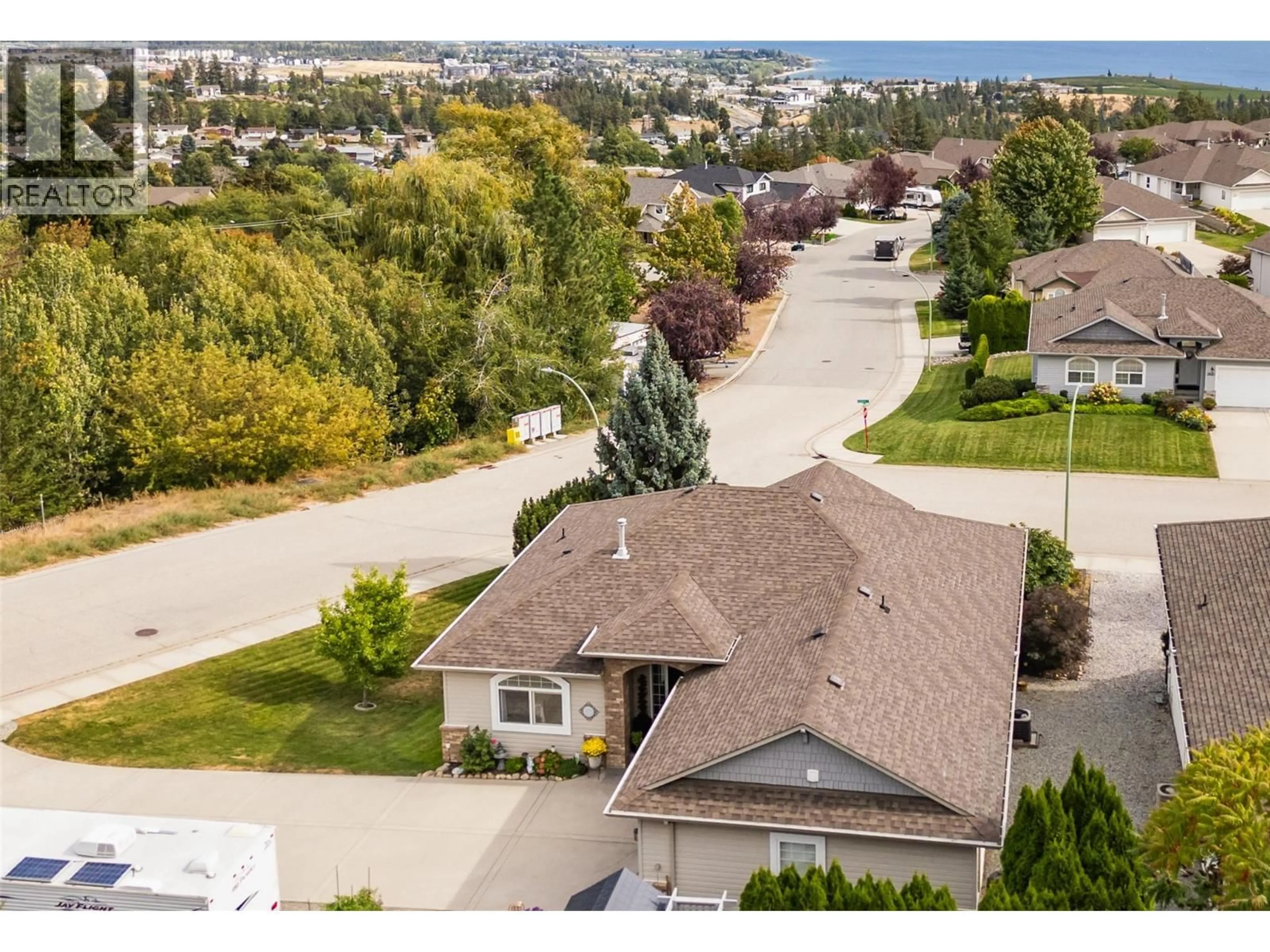 A pic from outside/outdoor area/front of a property/back of a property/a pic from drone, street for 3662 ASTORIA DRIVE, West Kelowna British Columbia V4T2W5