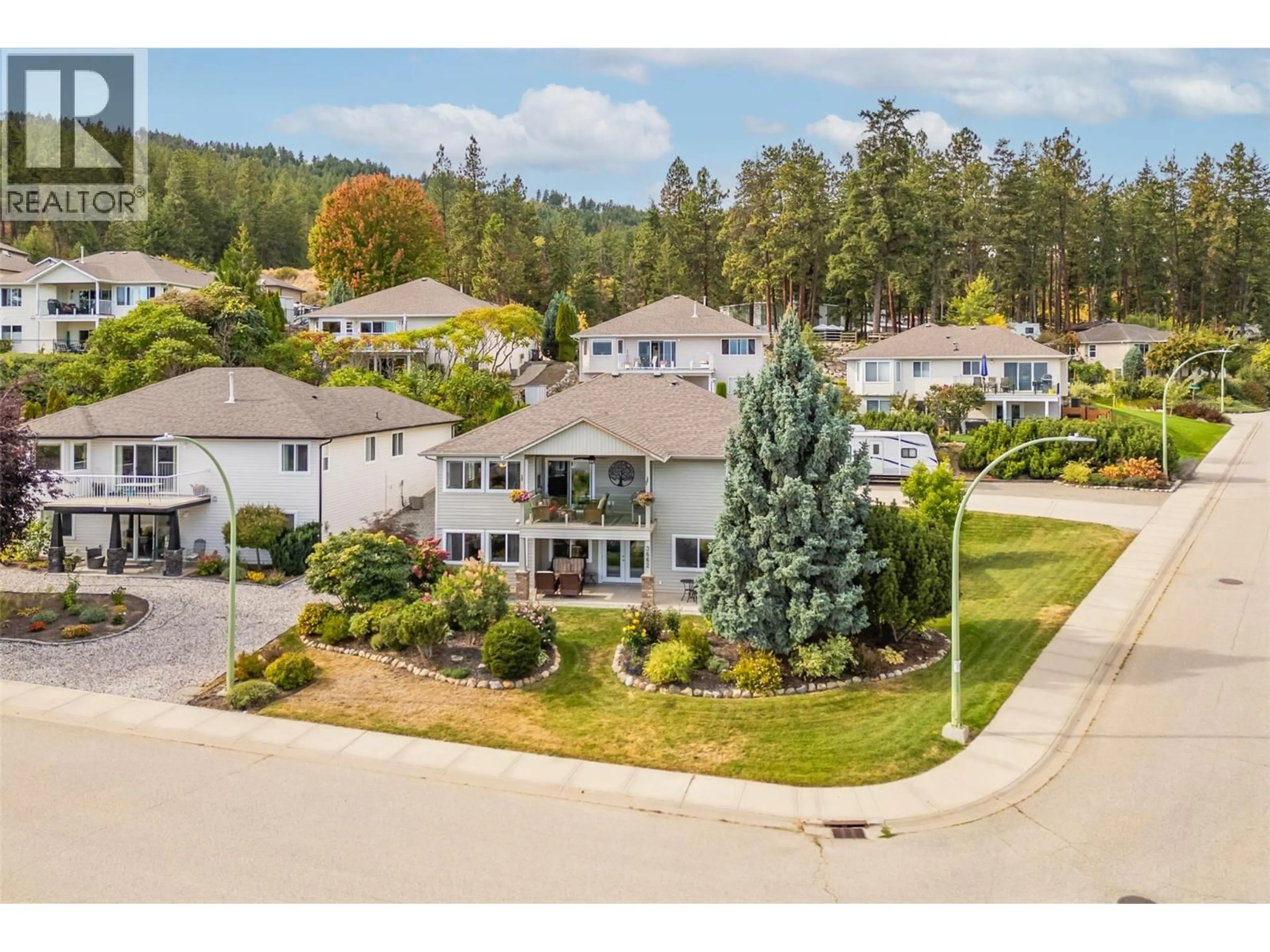 A pic from outside/outdoor area/front of a property/back of a property/a pic from drone, mountain view for 3662 ASTORIA DRIVE, West Kelowna British Columbia V4T2W5