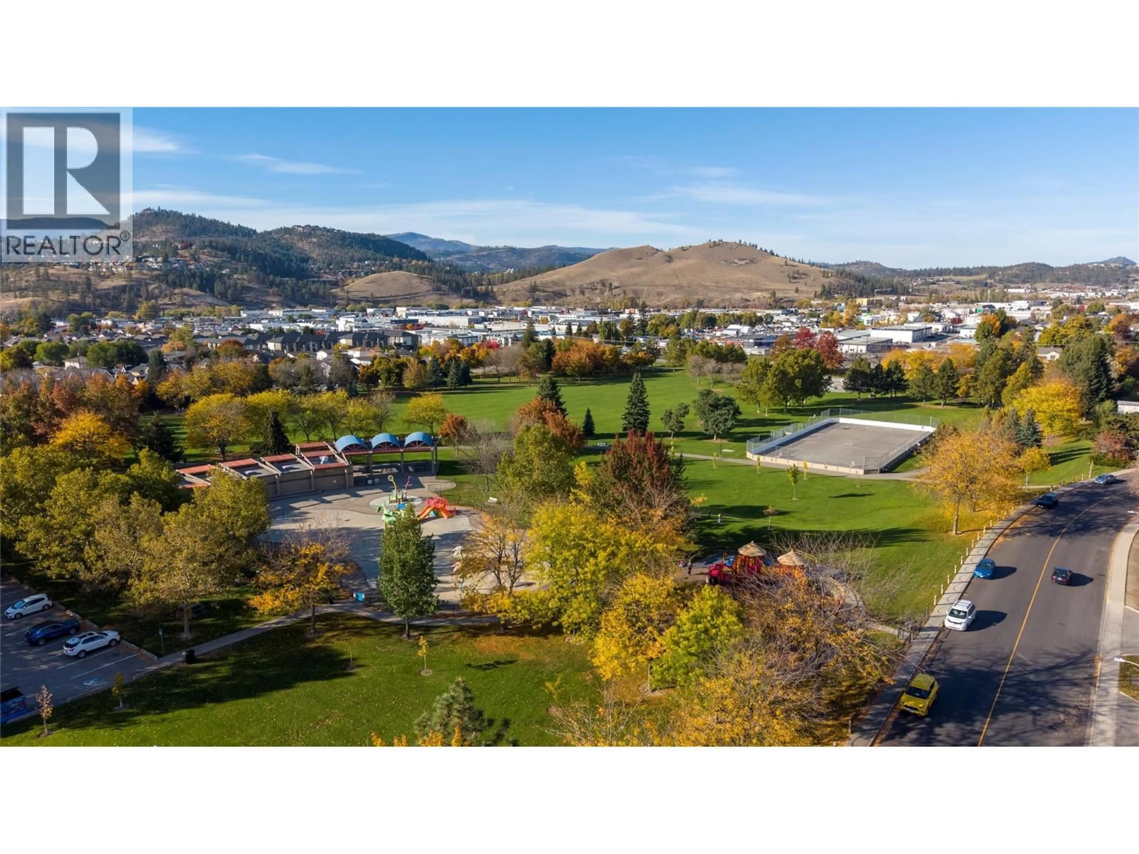 A pic from outside/outdoor area/front of a property/back of a property/a pic from drone, mountain view for 214 - 395 FRANKLYN ROAD, Kelowna British Columbia V1X5X8