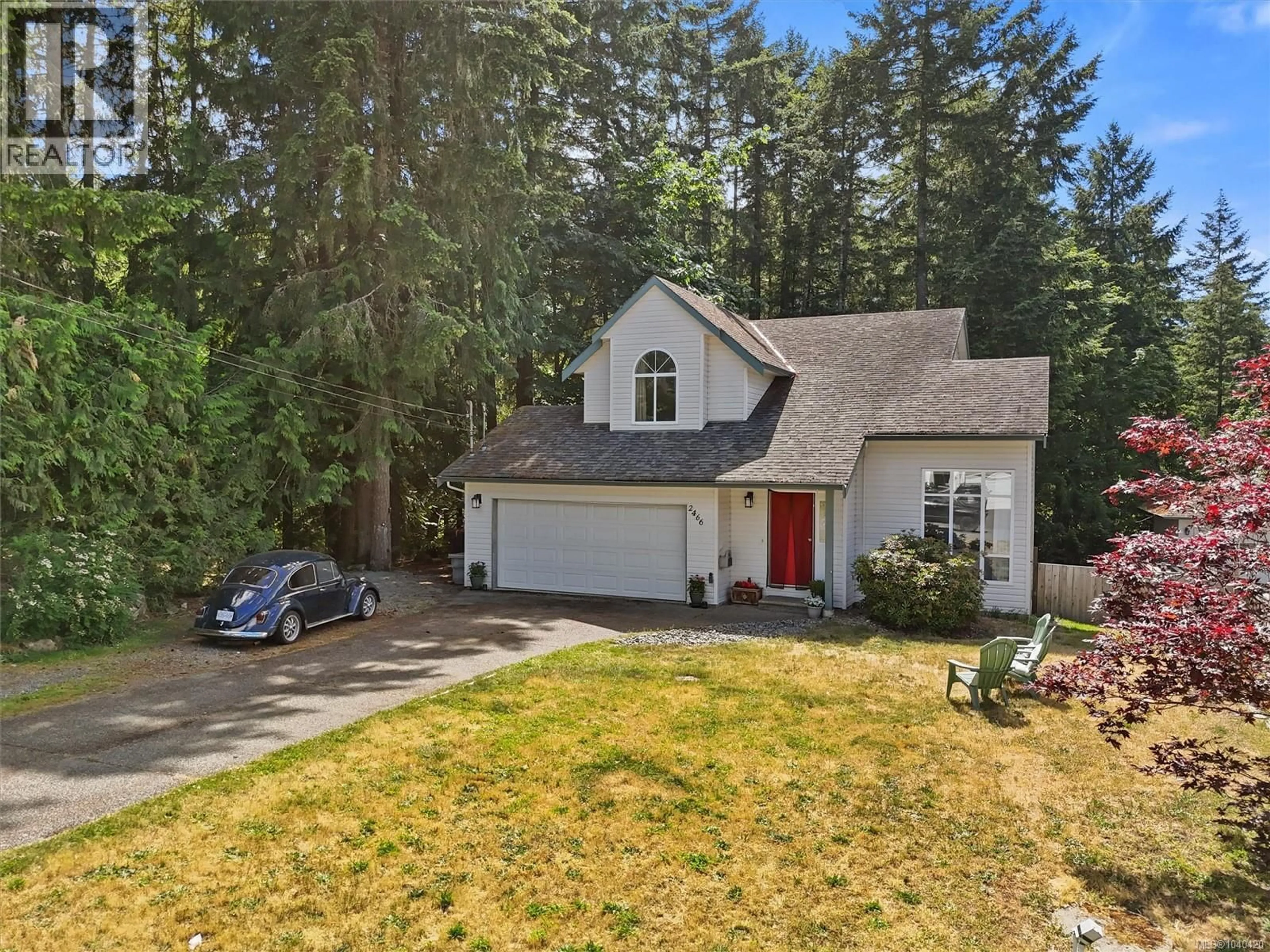 A pic from outside/outdoor area/front of a property/back of a property/a pic from drone, street for 2466 GALLAND ROAD, Shawnigan Lake British Columbia V0R2W0