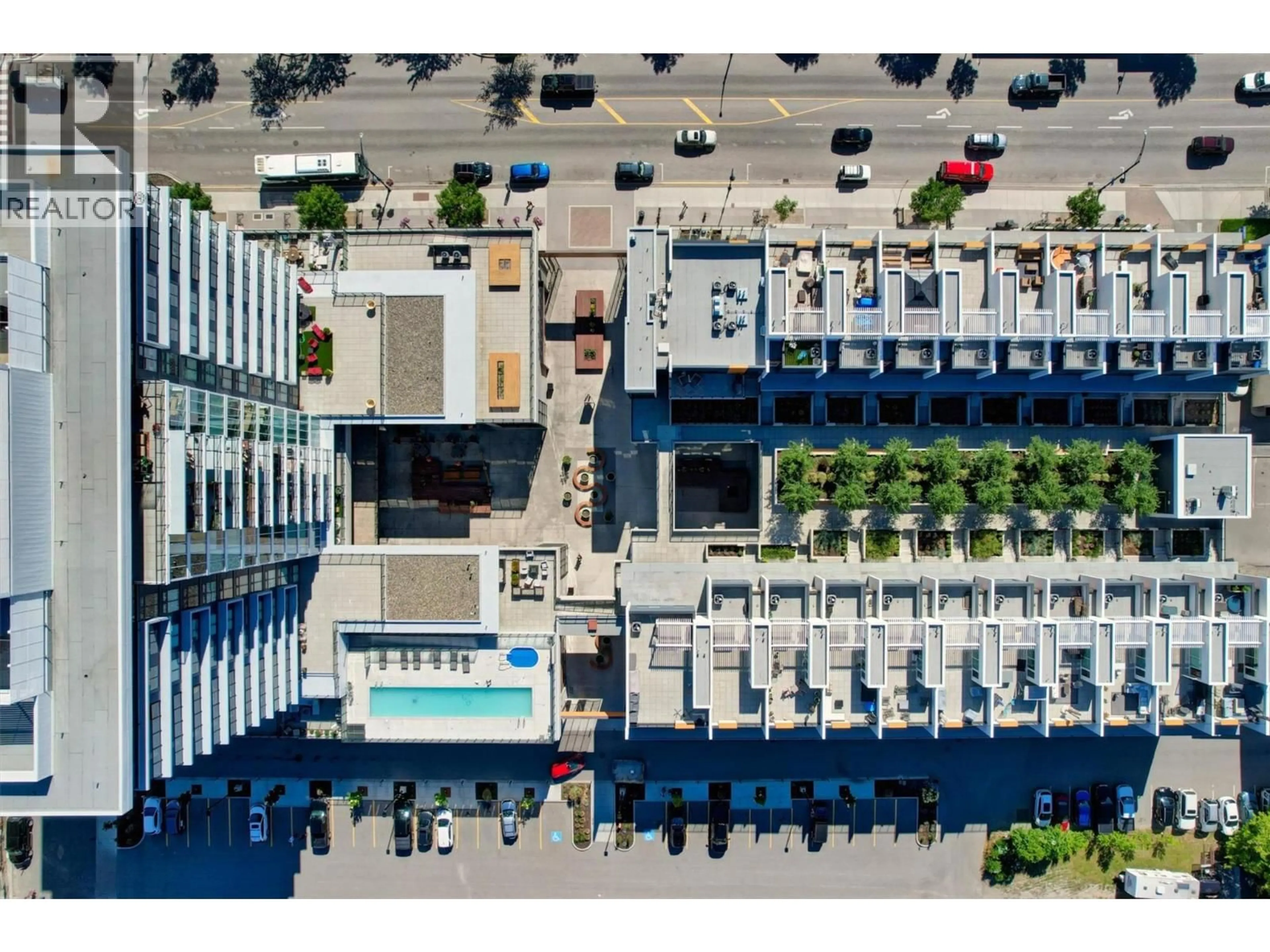A pic from outside/outdoor area/front of a property/back of a property/a pic from drone, street for 401 - 485 GROVES AVENUE, Kelowna British Columbia V1Y0C1