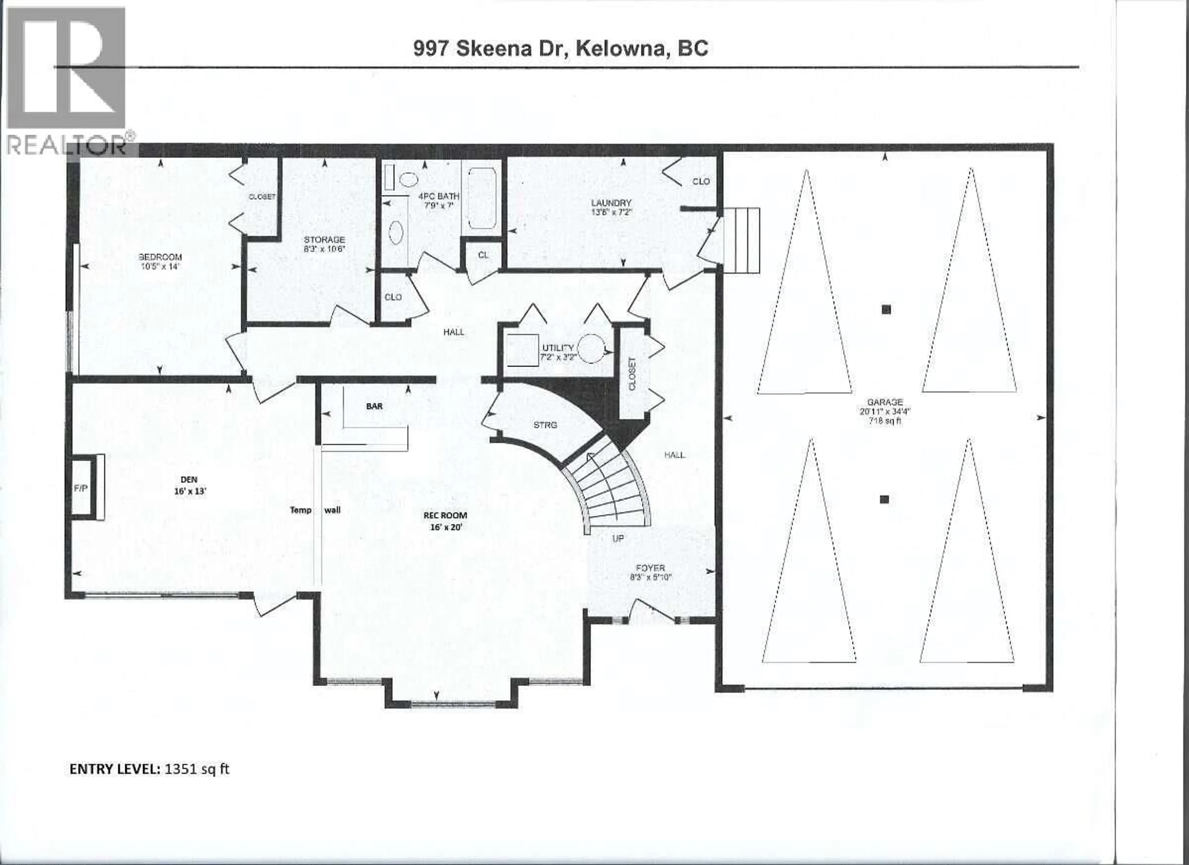Floor plan for 997 SKEENA DRIVE NORTH, Kelowna British Columbia V1V2K7