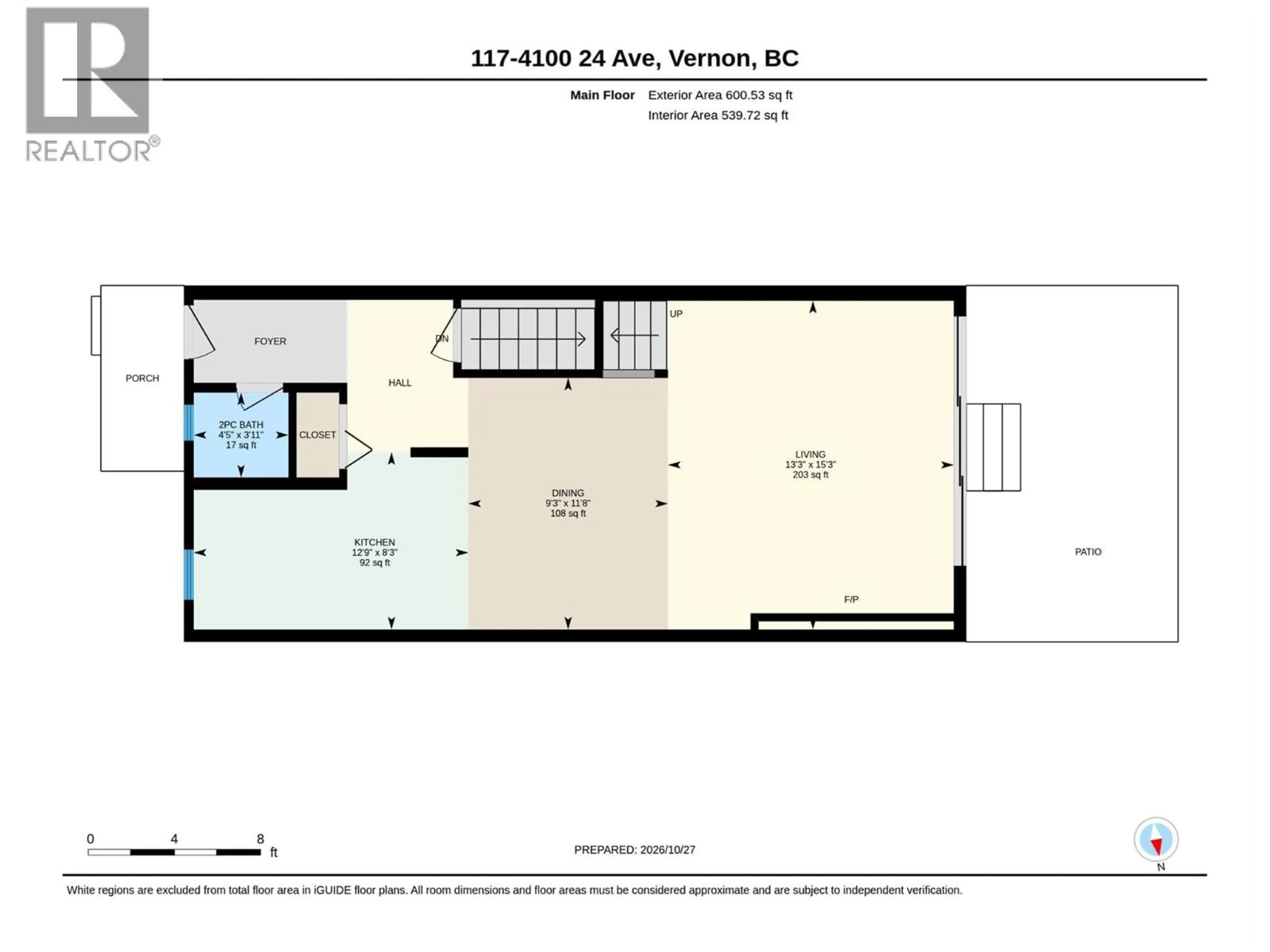 Floor plan for 117 - 4100 24 AVENUE, Vernon British Columbia V1T1M2
