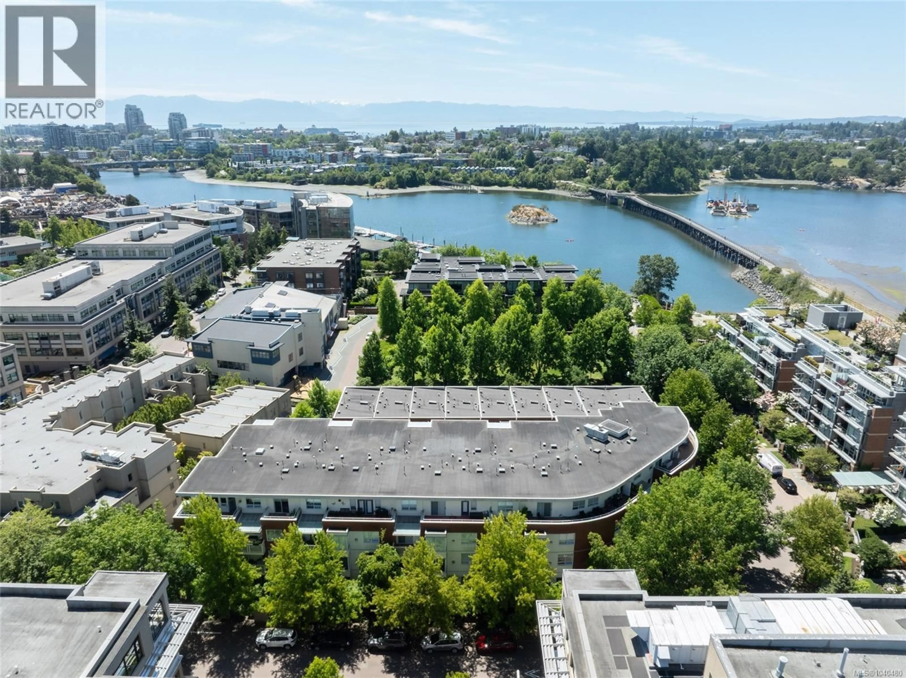 A pic from outside/outdoor area/front of a property/back of a property/a pic from drone, water/lake/river/ocean view for 201 - 380 WATERFRONT CRESCENT, Victoria British Columbia V8T5K3