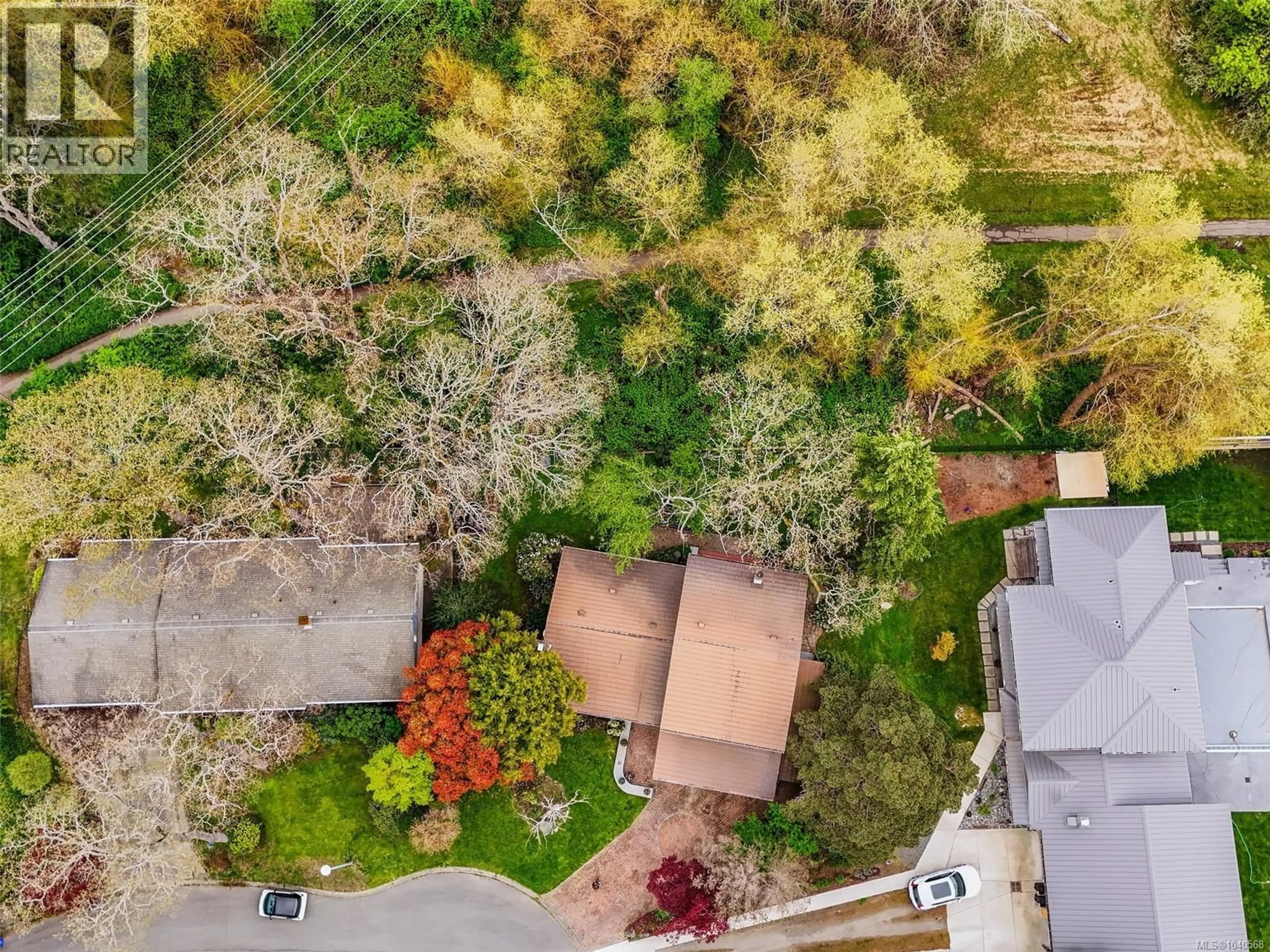 A pic from outside/outdoor area/front of a property/back of a property/a pic from drone, forest/trees view for 3995 RESOLUTE PLACE, Saanich British Columbia V8X4L5