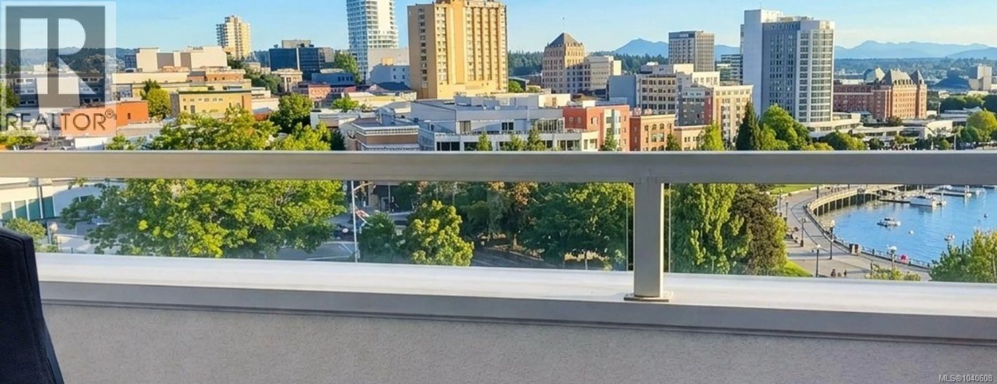Balcony in the apartment, city buildings view from balcony for 302 - 30 CAVAN STREET, Nanaimo British Columbia V9R6K3